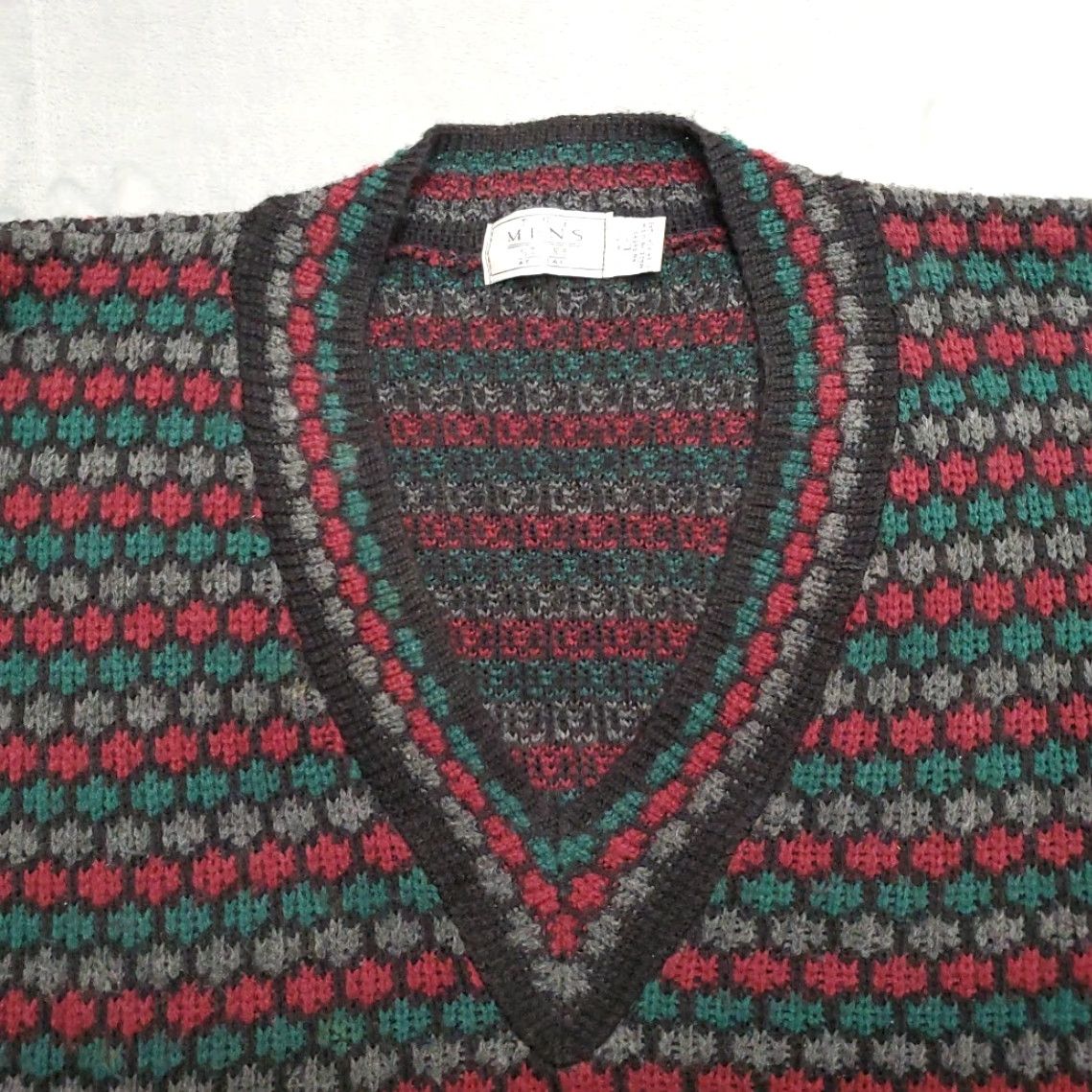 Sears VTG Sears Mens Store Sweater L Red V-neck Pullover 90s Y2K Retro Made in USA Multicolor Knit Geometric Pullover Mens Size US L / EU 52-54 / 3 - 3 Thumbnail