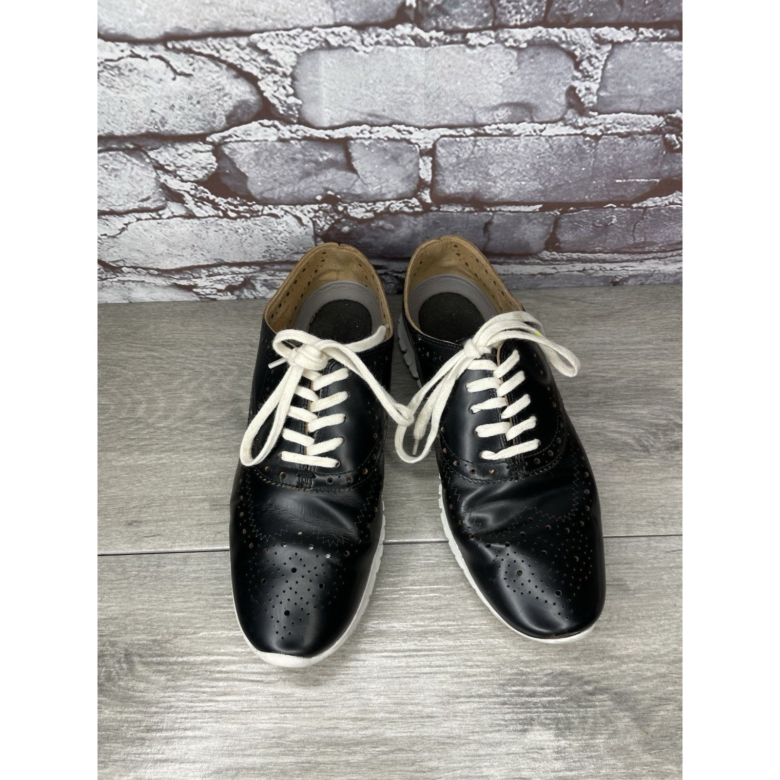 Cole Haan Cole Haan Zerogrand Black Leather Lace Up Wing Oxfords Women Size US 7 / IT 37 - 12 Thumbnail