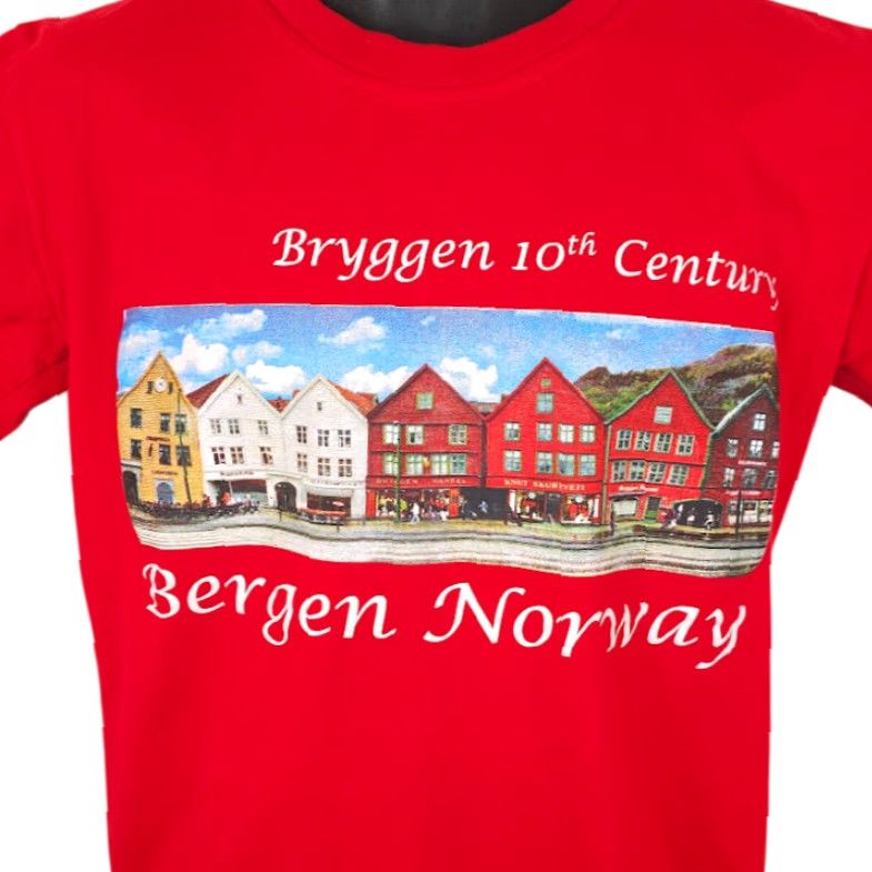 Vintage VINTAGE Bergen Norway T Shirt Mens Size Medium Red Bryggen 10th Century Size US M / EU 48-50 / 2 - 2 Thumbnail