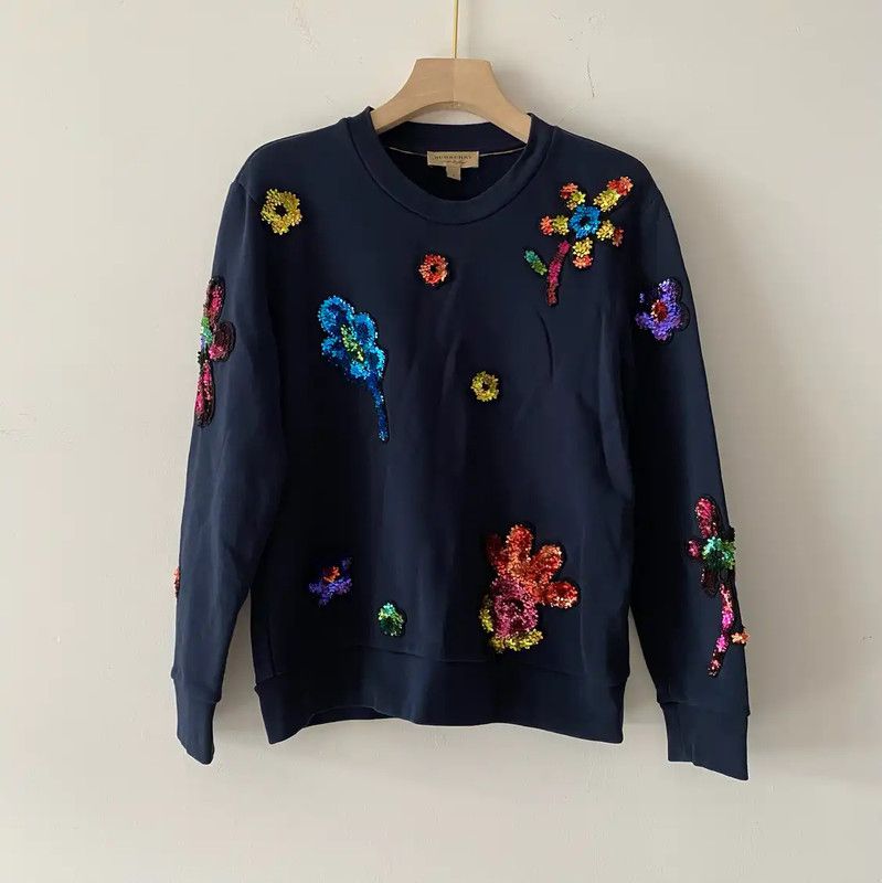 Burberry Burberry Spring Autumn Navy Blue Cotton Sweatshirt Size M / US 6-8 / IT 42-44 - 1 Thumbnail