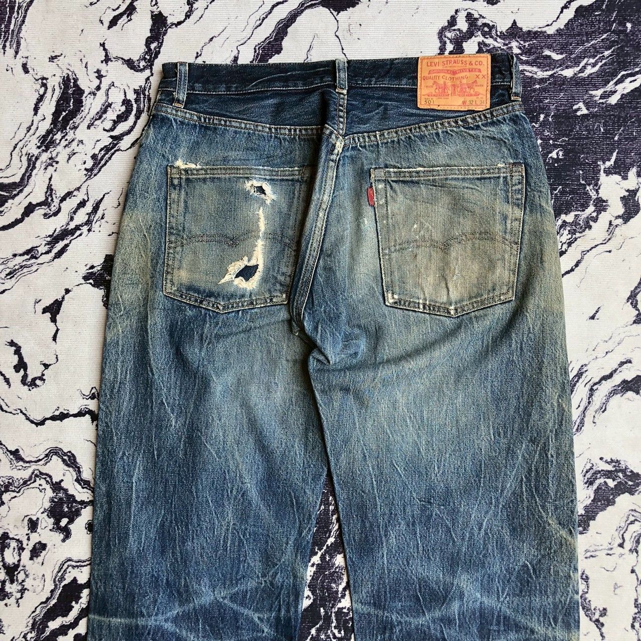 Levi's Vintage Clothing Vintage Levi’s 501 Big E Distressed Selvedge Denim Size US 32 / EU 48 - 6 Thumbnail
