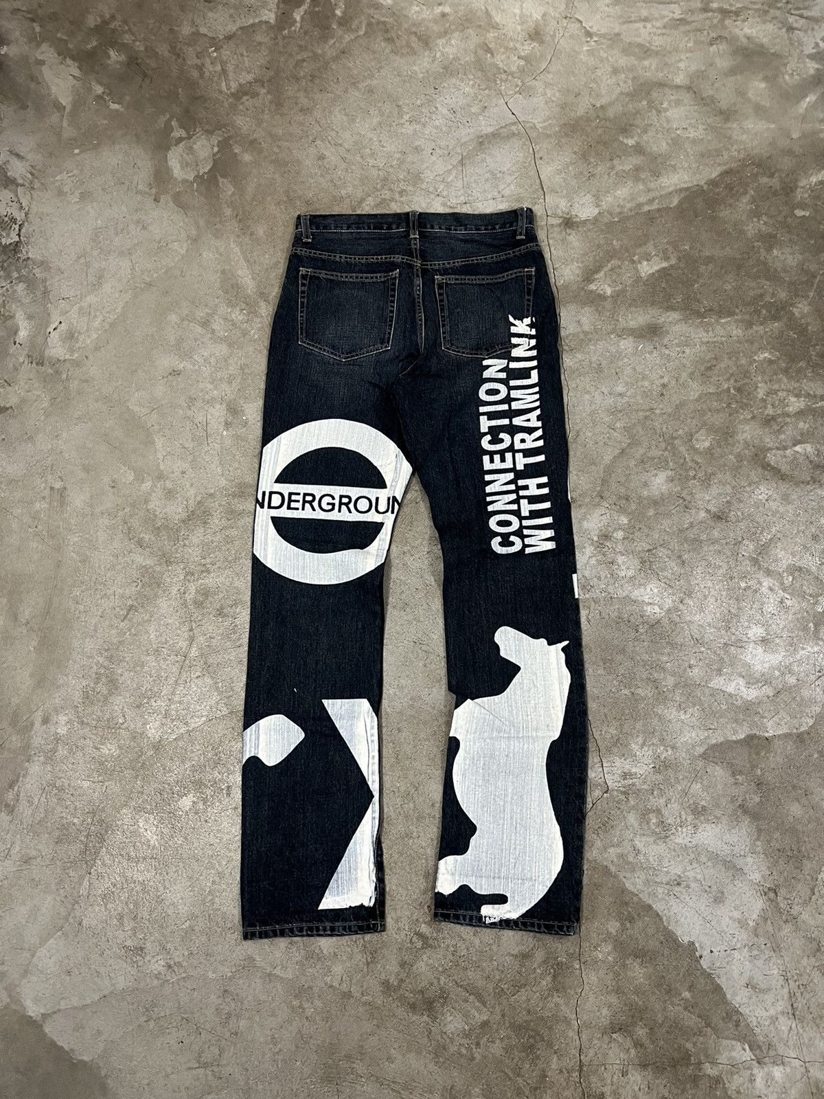 Designer × Japanese Brand × PPFM Rare! PPFM Test Print Underground Denim Pants Size US 32 / EU 48 - 3 Thumbnail