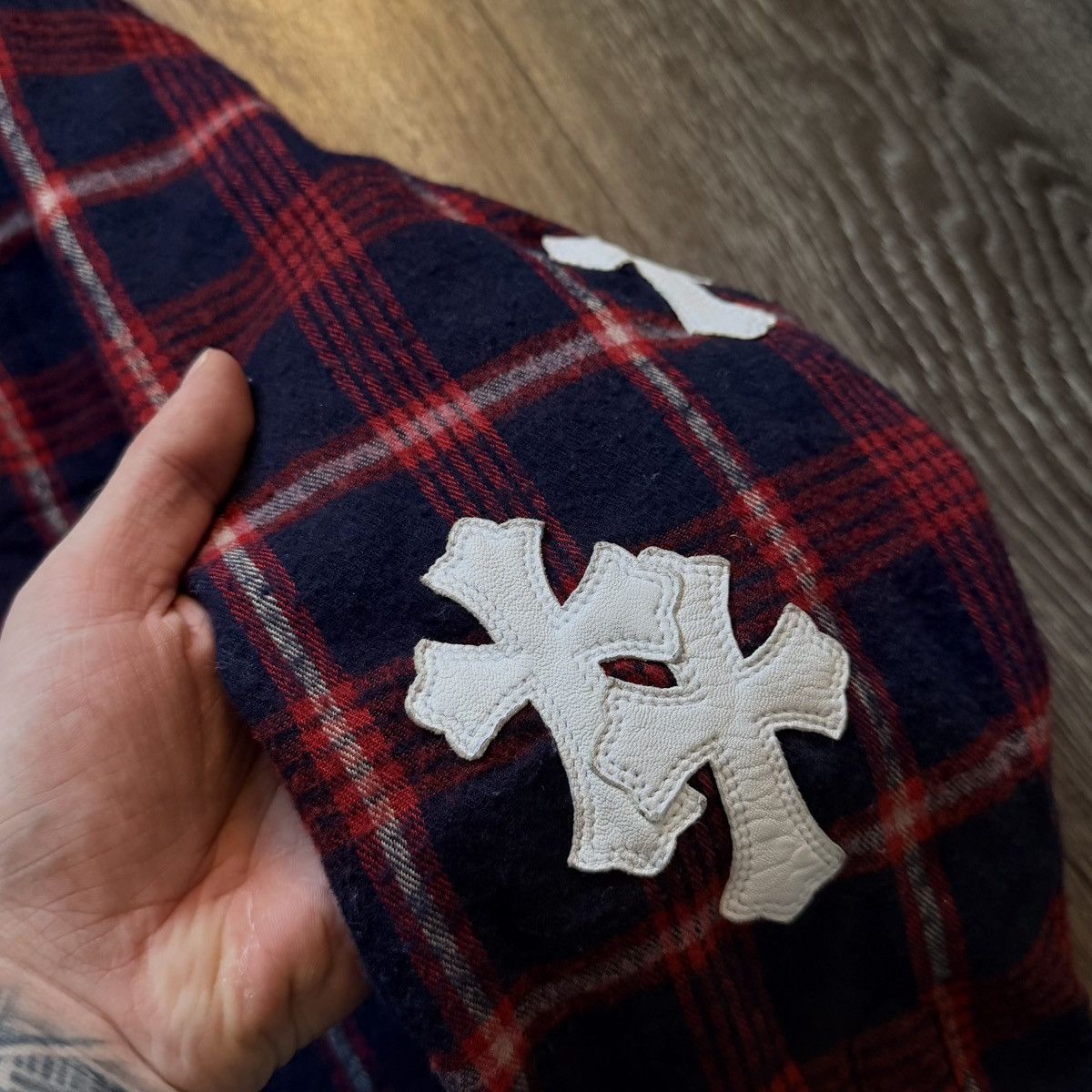 Chrome Hearts Chrome Hearts Patch Flannel Reversible RARE 1/1 Patch Hoodie Size US L / EU 52-54 / 3 - 6 Thumbnail