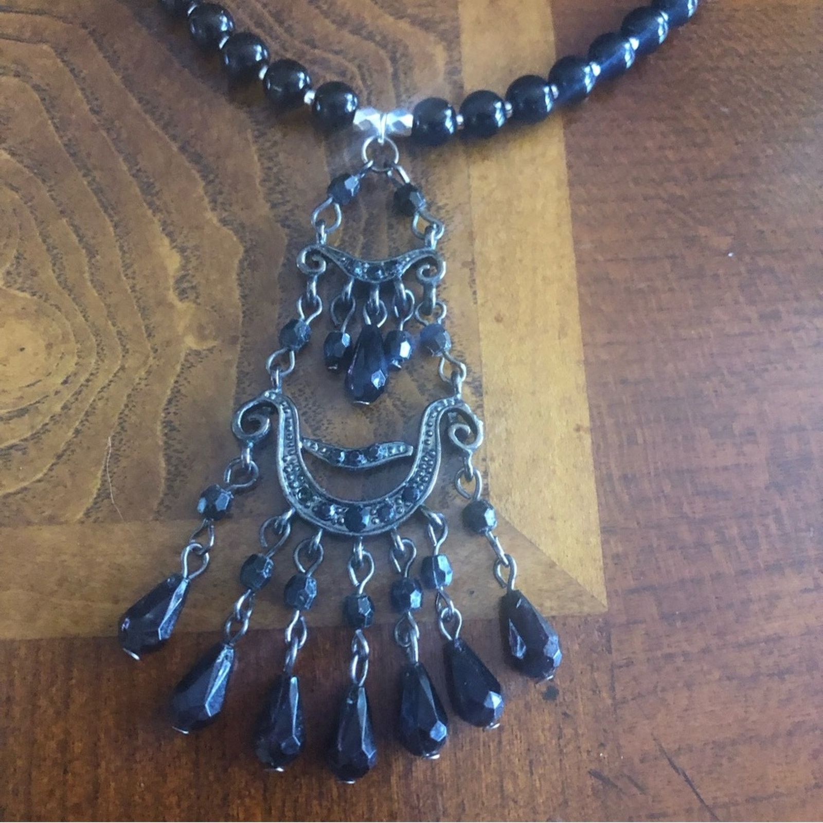 Handmade Handcrafted repurpose black chandelier Pearl necklace Size ONE SIZE - 9 Thumbnail
