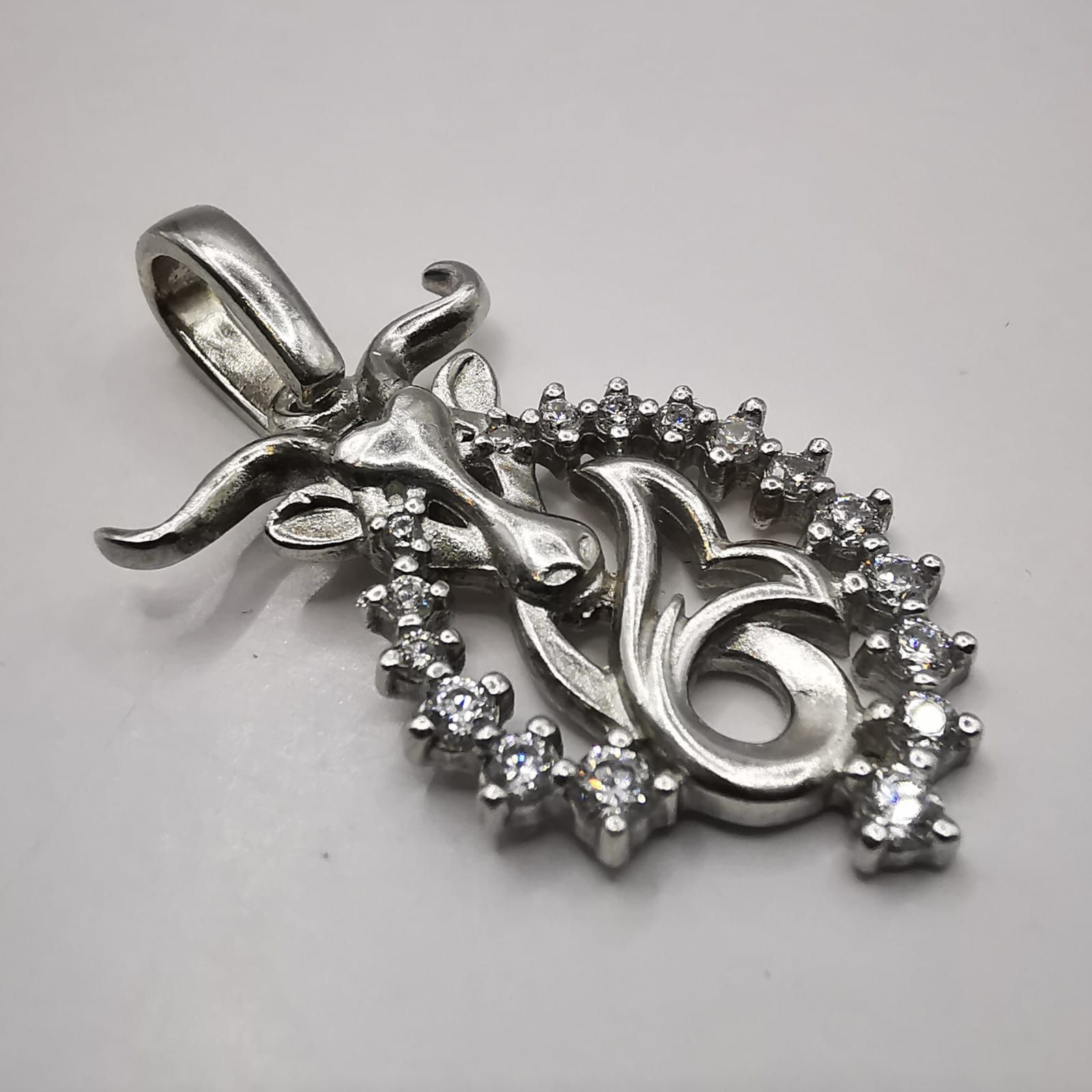 Sterling Silver Vintage pendant 925 silver,handmade, Cubic zirconia 2,44g Size ONE SIZE - 2 Thumbnail