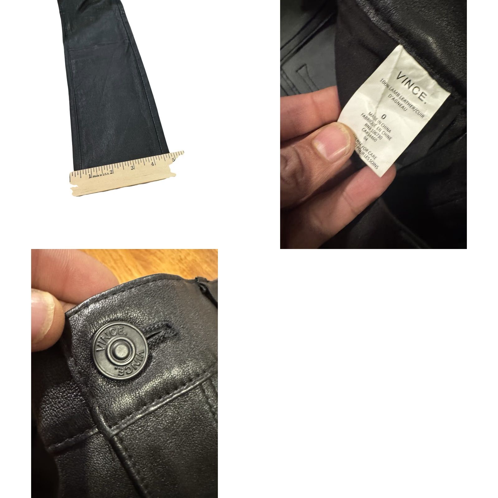 Vince Vince 100% Lamb Leather Pants Women Slim Size 0 Black Knitted 31in Ankle Regular Pants Womens Season Spring Summer Fall Party/Cocktail Casual Size 25" / US 0 / IT 36 - 11 Thumbnail