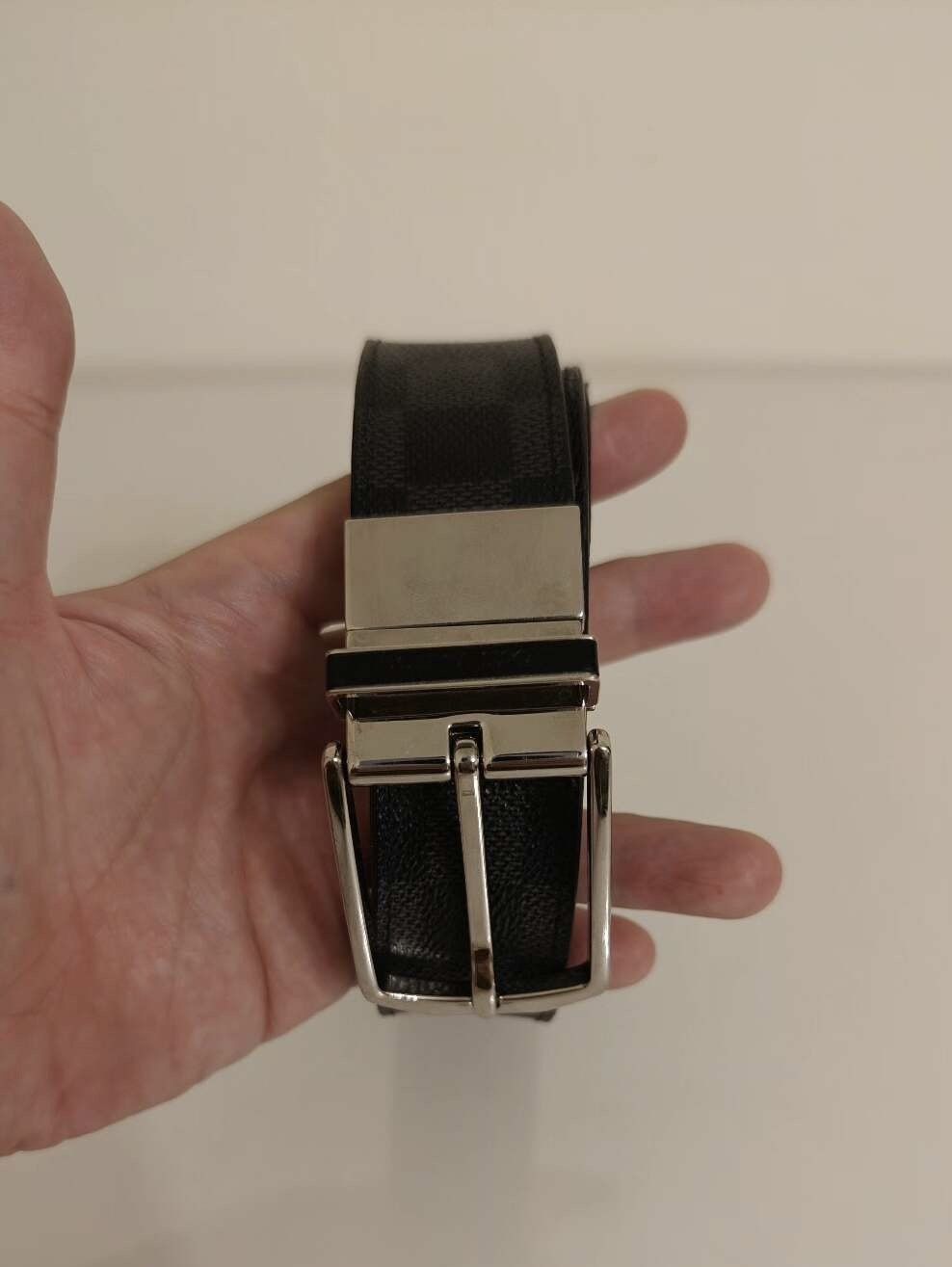 Louis Vuitton LOUIS VUITTON Black Damier Graphite Belt Size ONE SIZE - 3 Thumbnail