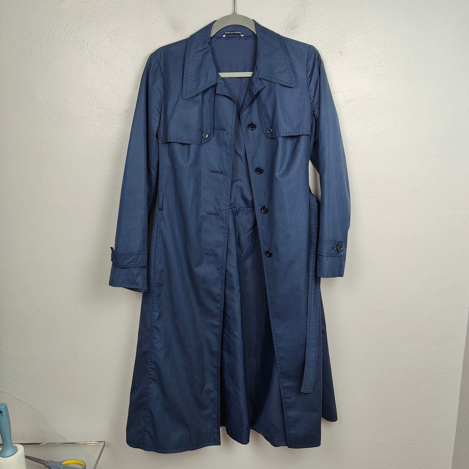 Other Vintage 1960s Akylon Paris Trench Coat Womens 40 US 8 BLue Size M / US 6-8 / IT 42-44 - 2 Thumbnail