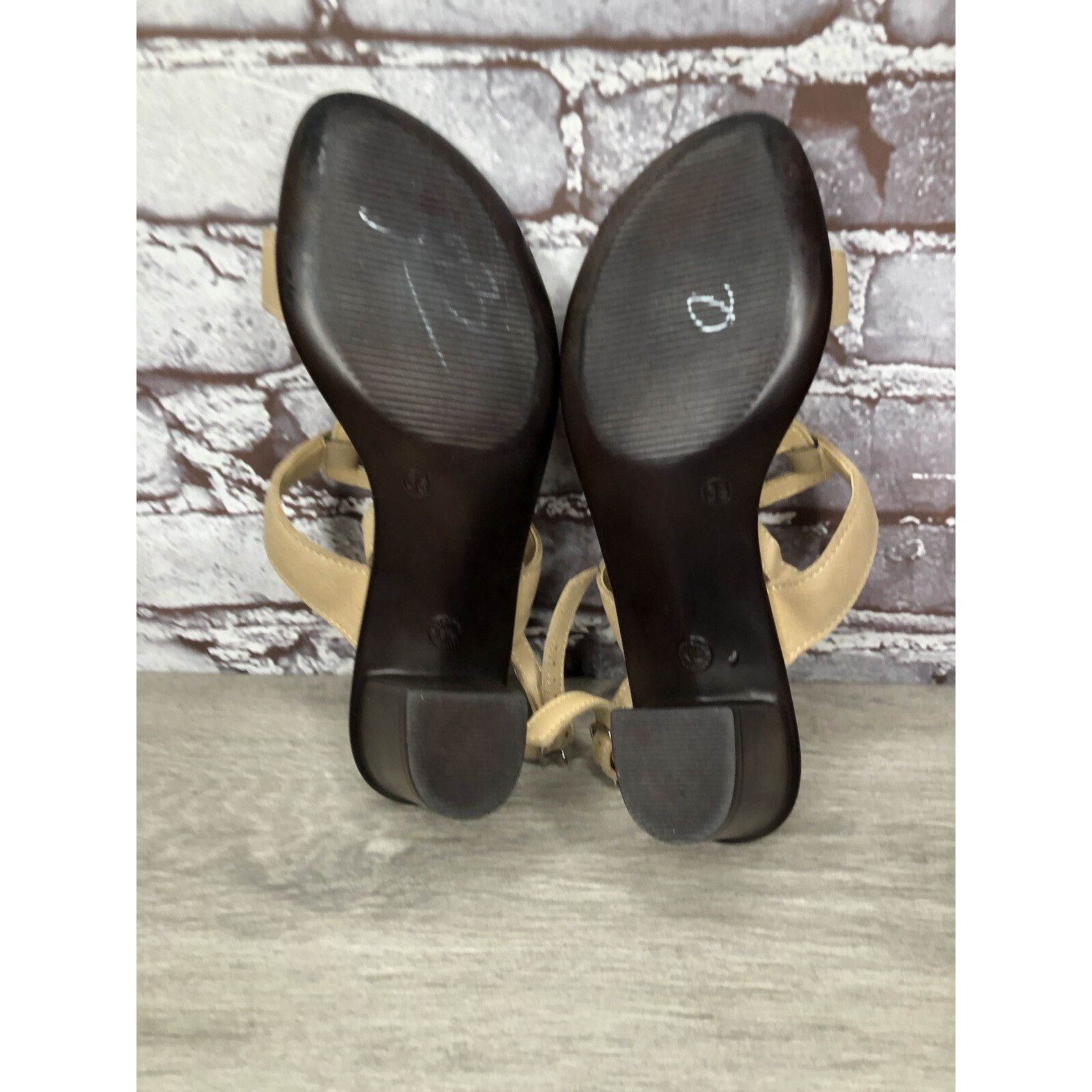 Other Mercante Di Fiori Tan Leather Ankle Strap Heel Sandals Women Size US 7.5 / IT 37.5 - 24 Thumbnail