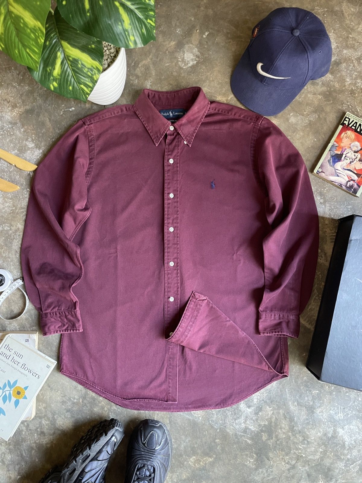 Polo Ralph Lauren Vintage 90s Polo Ralph Lauren Button Up Shirt Gurgundy Size US L / EU 52-54 / 3 - 2 Thumbnail