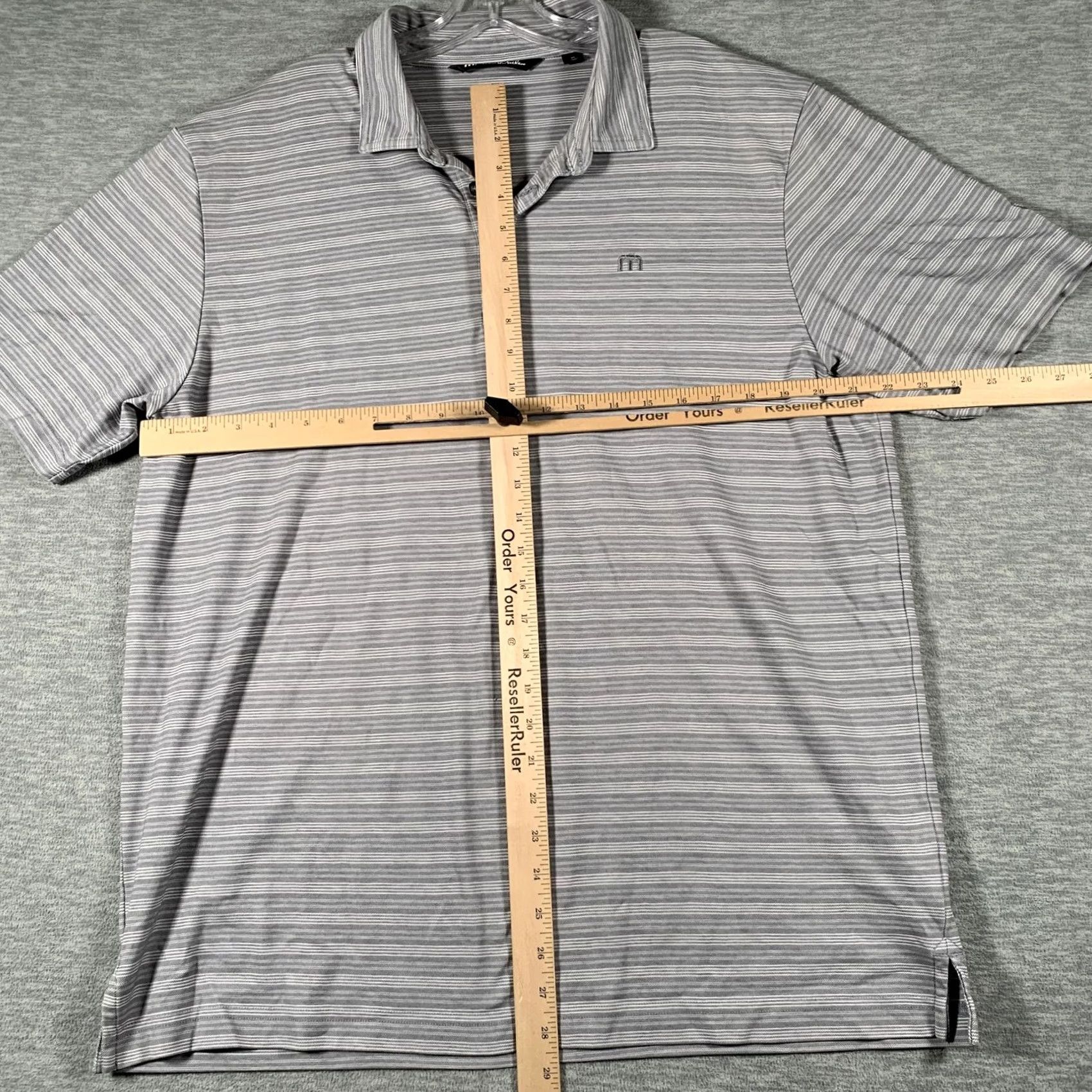 TravisMathew Travis Mathew Polo Shirt Mens XL Gray Micro Stripe Golf Performance Short Sleeve Size US XL / EU 56 / 4 - 7 Thumbnail