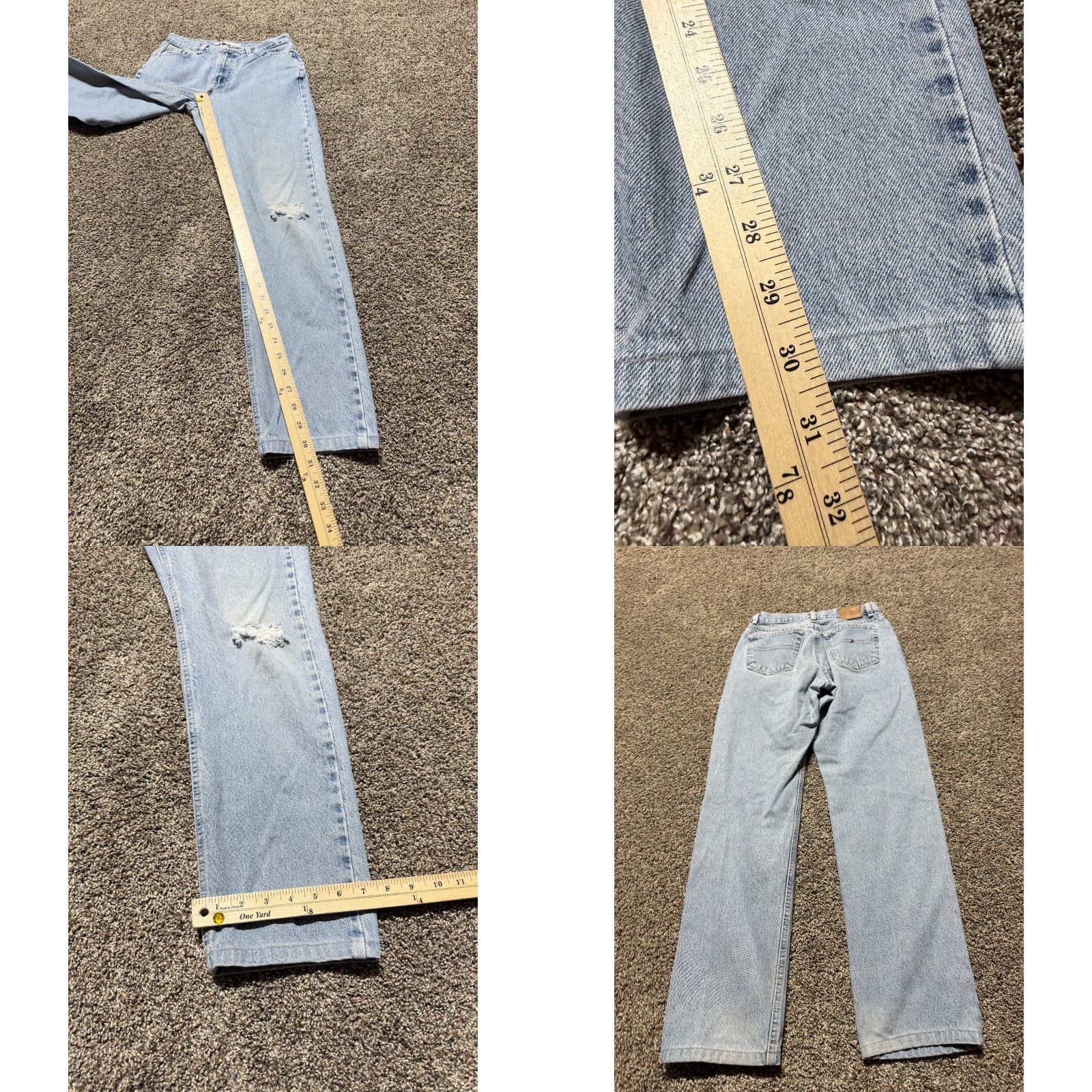Tommy Hilfiger VINTAGE Tommy Hilfiger Women Jeans 26 30 Blue Denim HEMMED Distress 4- Pocket 5-Pocket Design Straight Modern Regular Jeans Womens Size 27" / US 4 / IT 40 - 8 Thumbnail