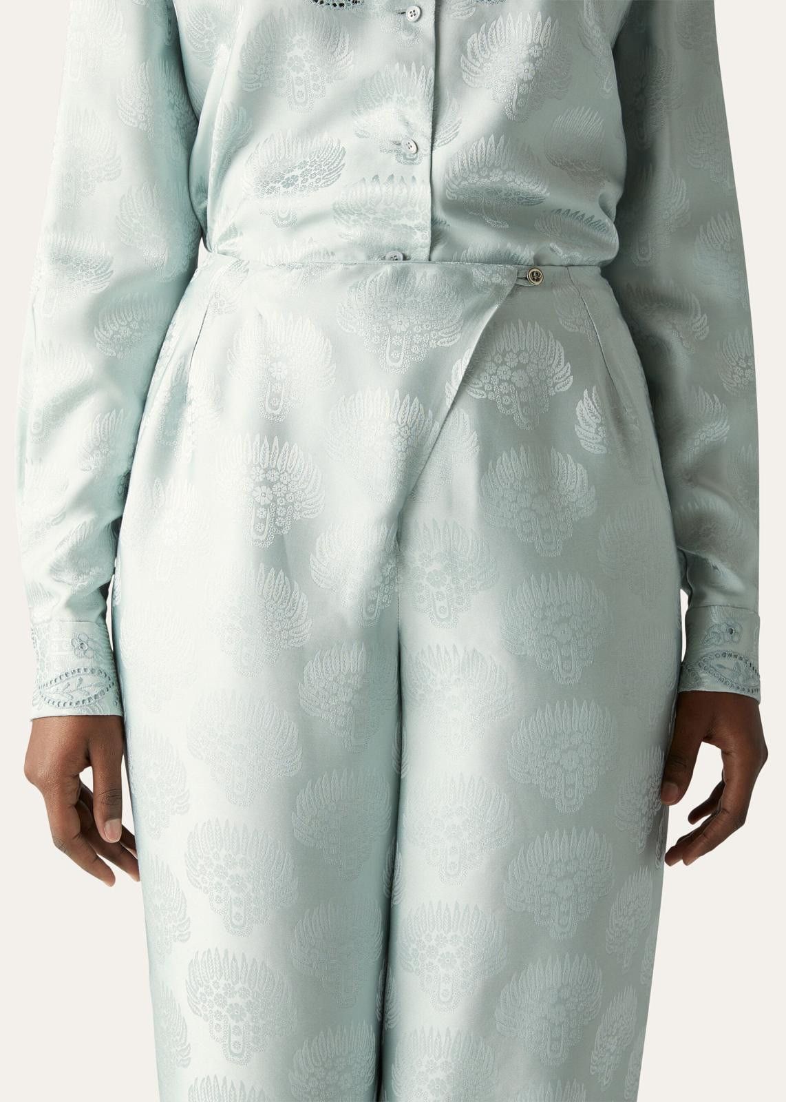 Loro Piana o1srvl11e1224 Silk Jacquard Trouser in Light Blue Size 30" / US 8 / IT 44 - 4 Thumbnail