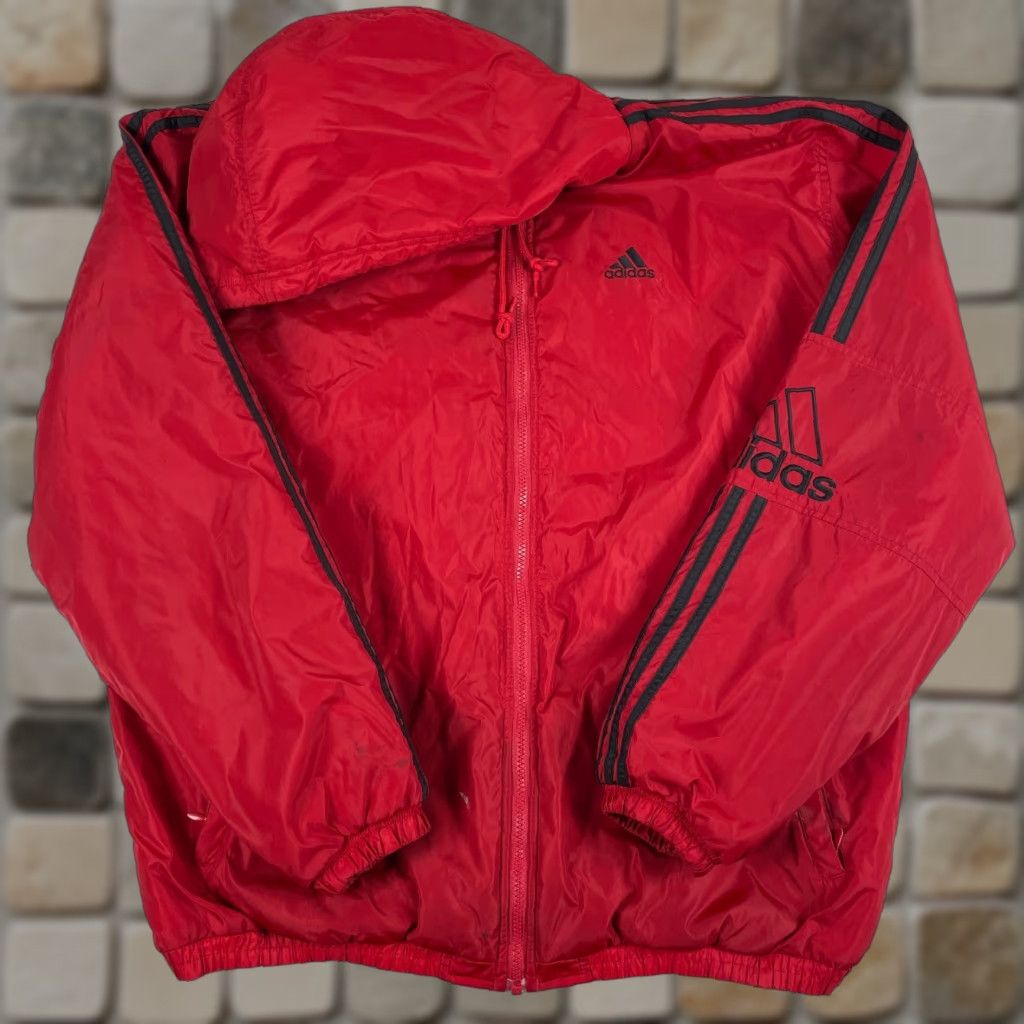 Adidas VINTAGE adidas Jacket Mens L Red Hooded Full Zip Fleece Outdoor Winter Hiking Ski Fashion Size US L / EU 52-54 / 3 - 1 Thumbnail