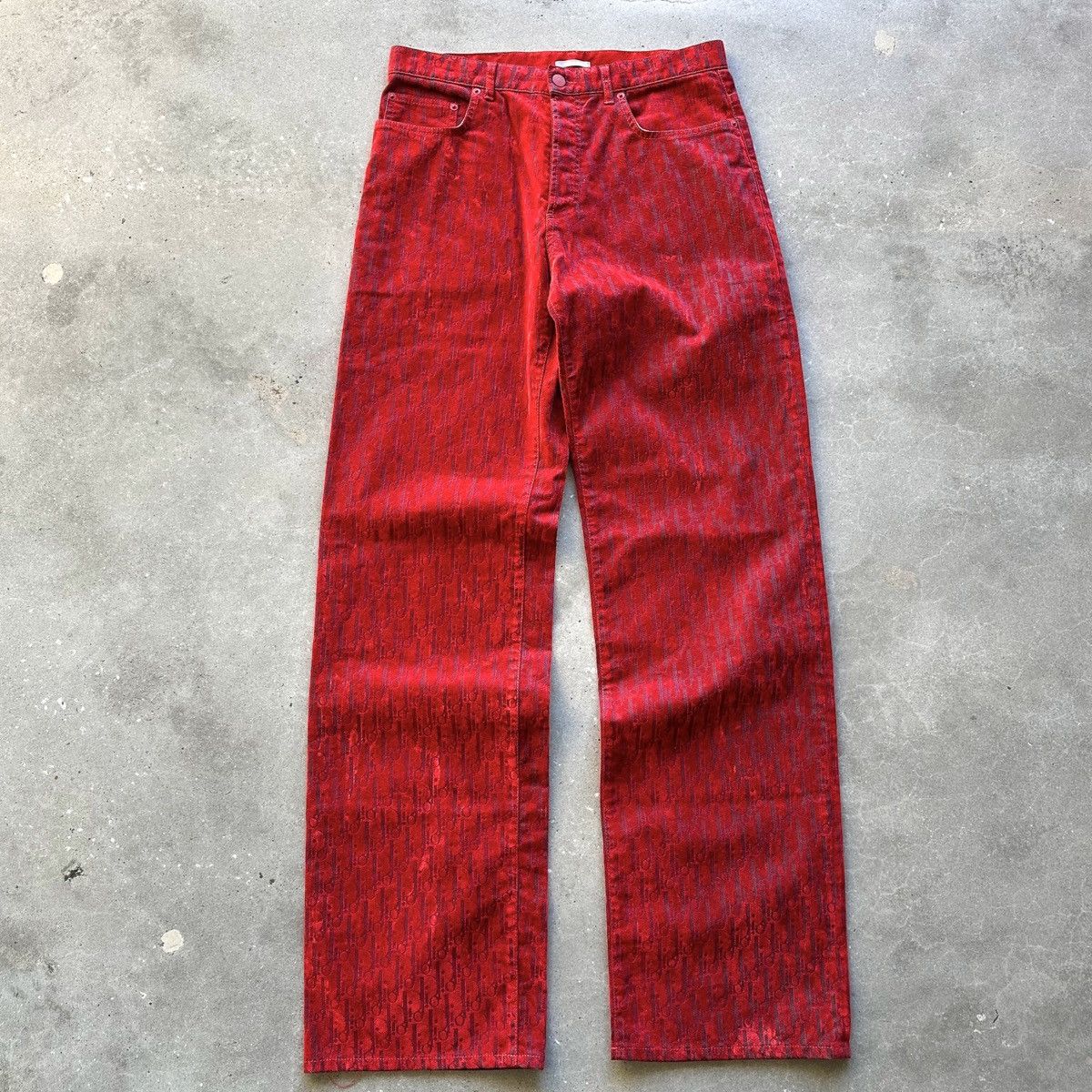 Dior × ERL ❤️‍🔥 VVIP RUNWAY Chinese New Year Oblique Crushed Velvet Denim Size US 33 - 9 Thumbnail