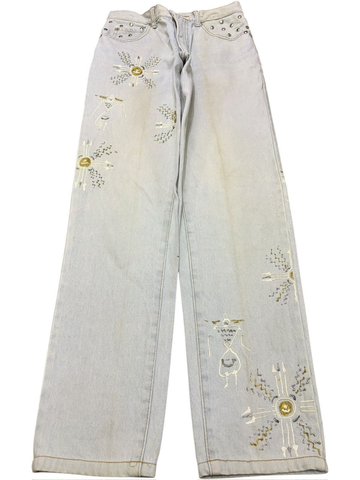 Dsquared2 Vintage Japanese Blue Way Studded Tapered Jeans Size 25" / US 0 / IT 36 - 1 Thumbnail