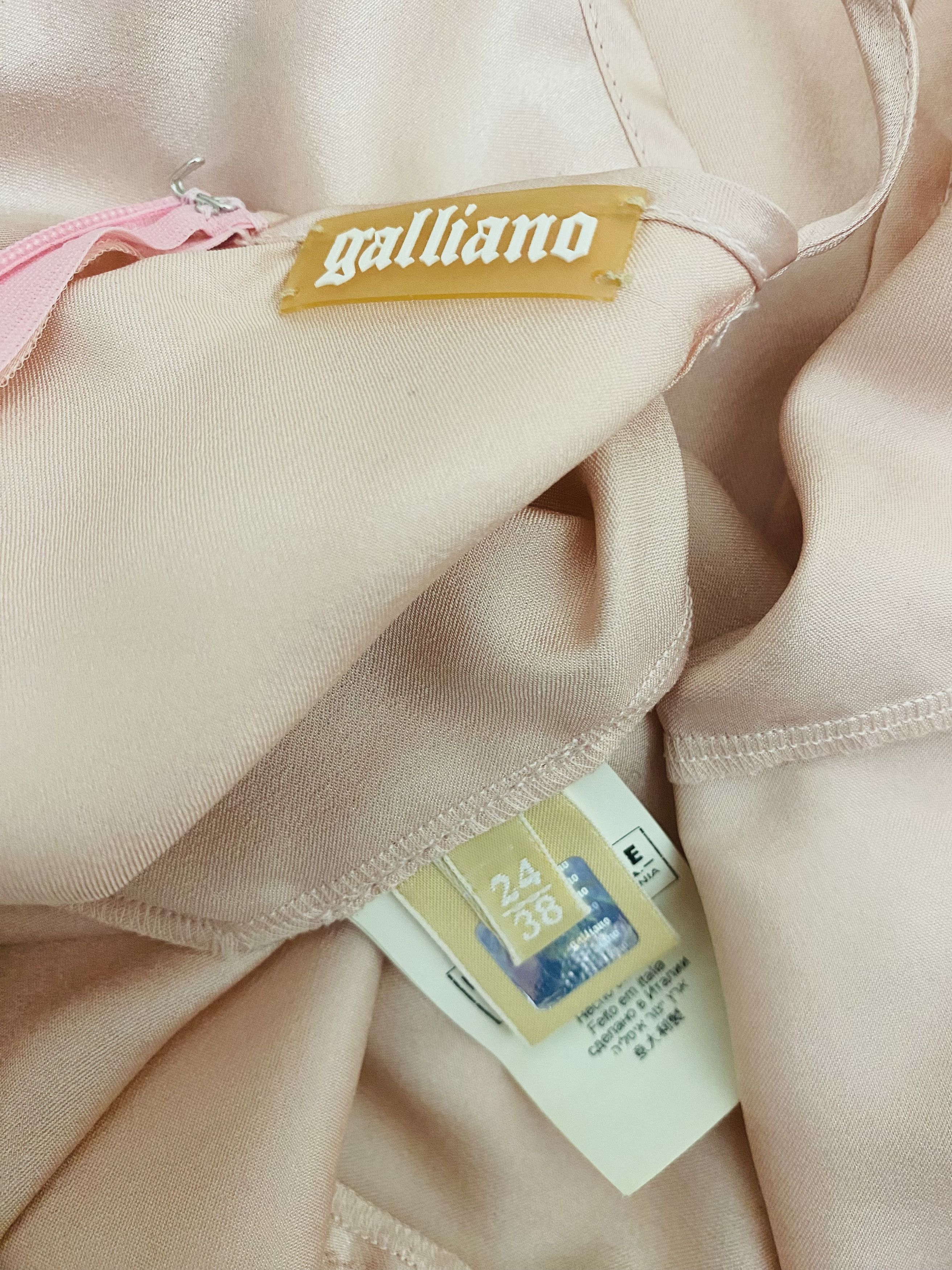 John Galliano John Galliano Pink Rose Silk Slip Mini Midi Dress - XS Size XS / US 0-2 / IT 36-38 - 7 Thumbnail