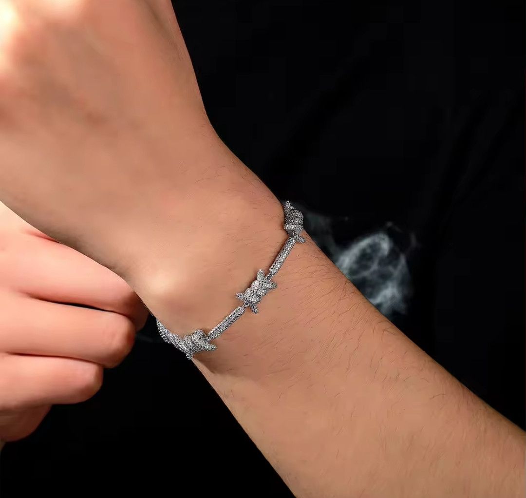Other Bling Lux Barb Wire Hip Hop Bracelet 7-8inch Size ONE SIZE - 4 Thumbnail