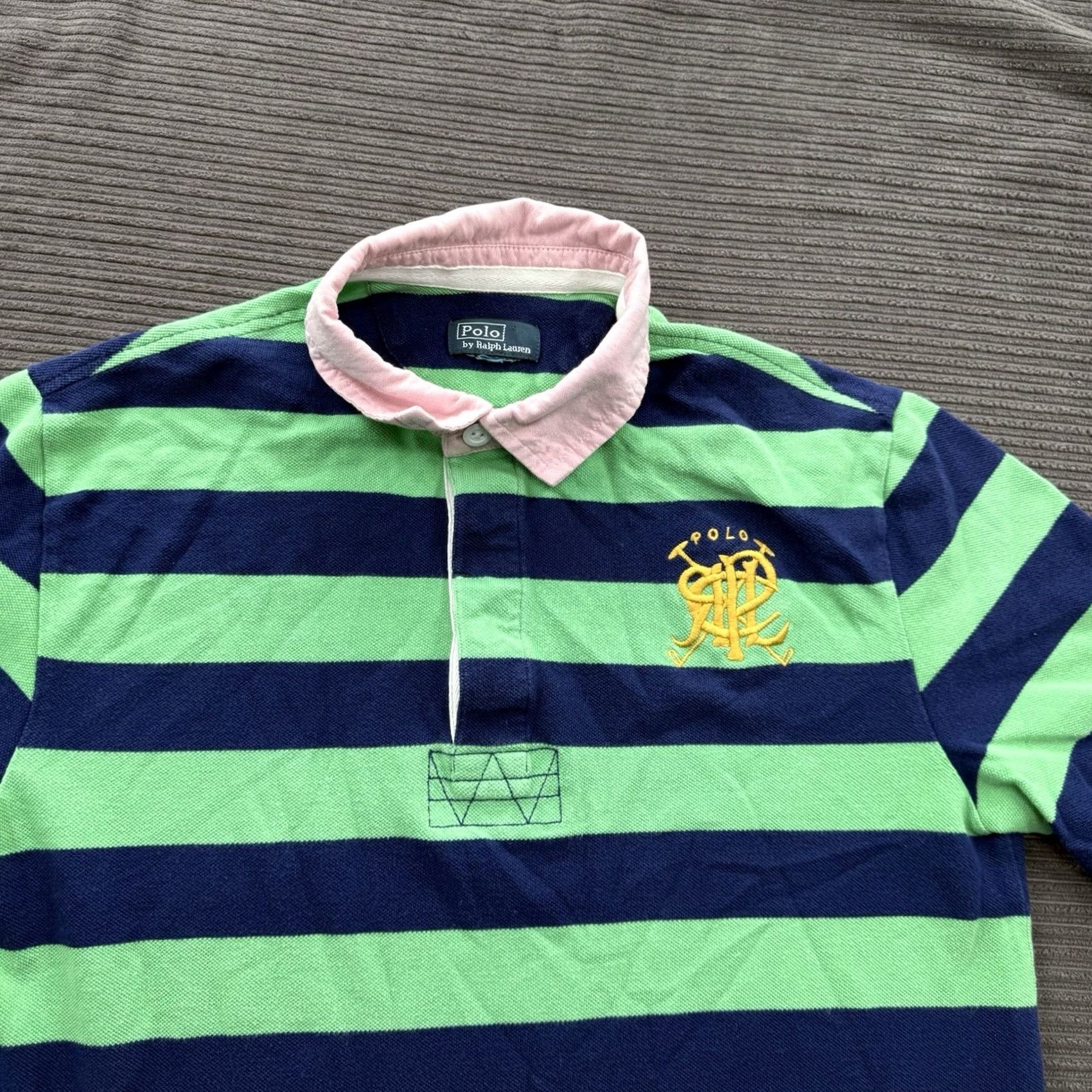 Ralph Lauren Polo Ralph Lauren Polo Shirt Men Medium Green Striped Crest Logo Preppy. Size US M / EU 48-50 / 2 - 8 Thumbnail