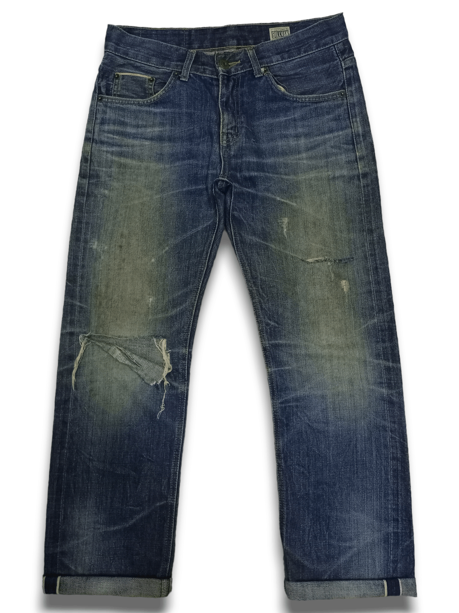 Japanese Brand Vintage BILLVAN Mud Wash Distressed Selvedge Loose Jeans Size US 31 - 3 Thumbnail