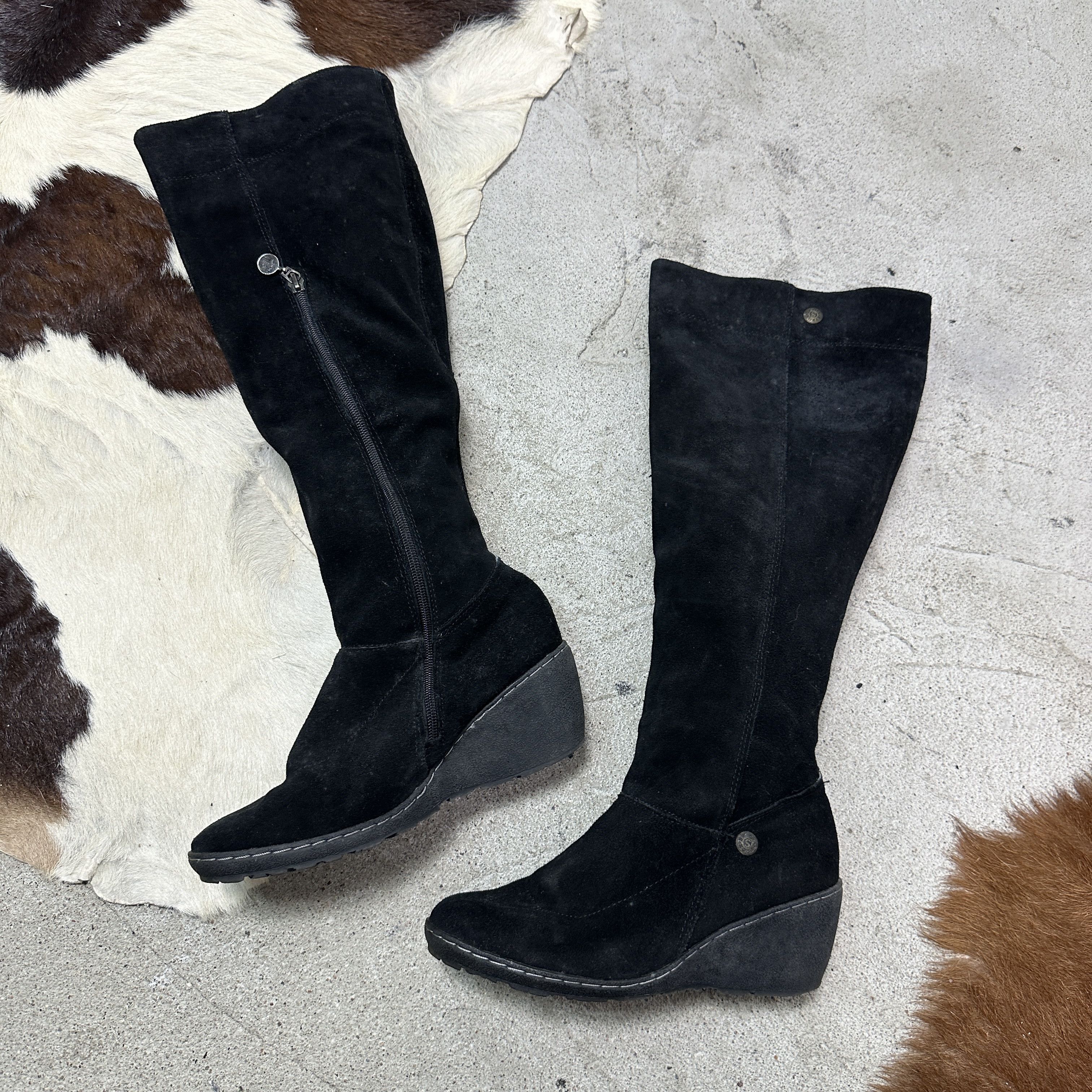 Vintage Vintage Leather Suede Knee High Wedge Platform Boots Y2K Size US 9 / IT 39 - 6 Thumbnail