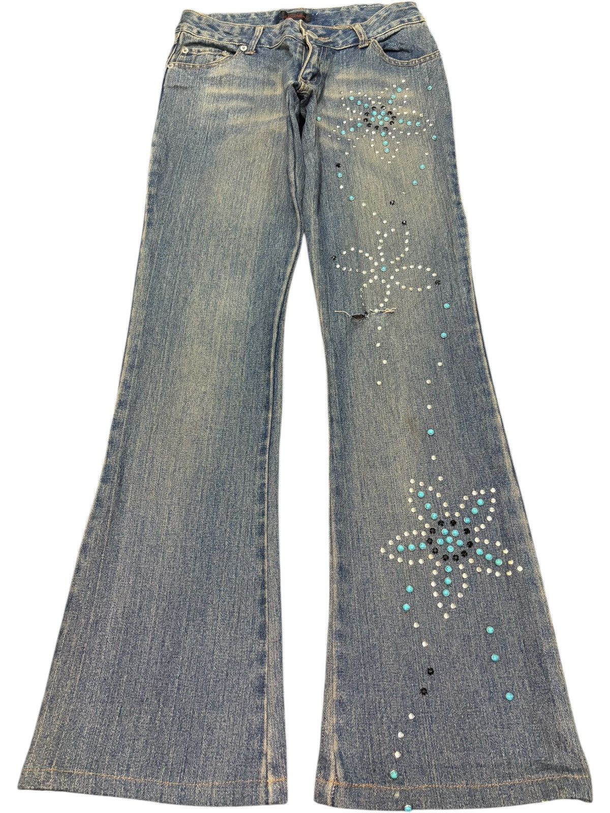 Hysteric Glamour Vintage Japanese Brand Beaded Low Rise Flare Jeans Size 27" / US 4 / IT 40 - 1 Thumbnail