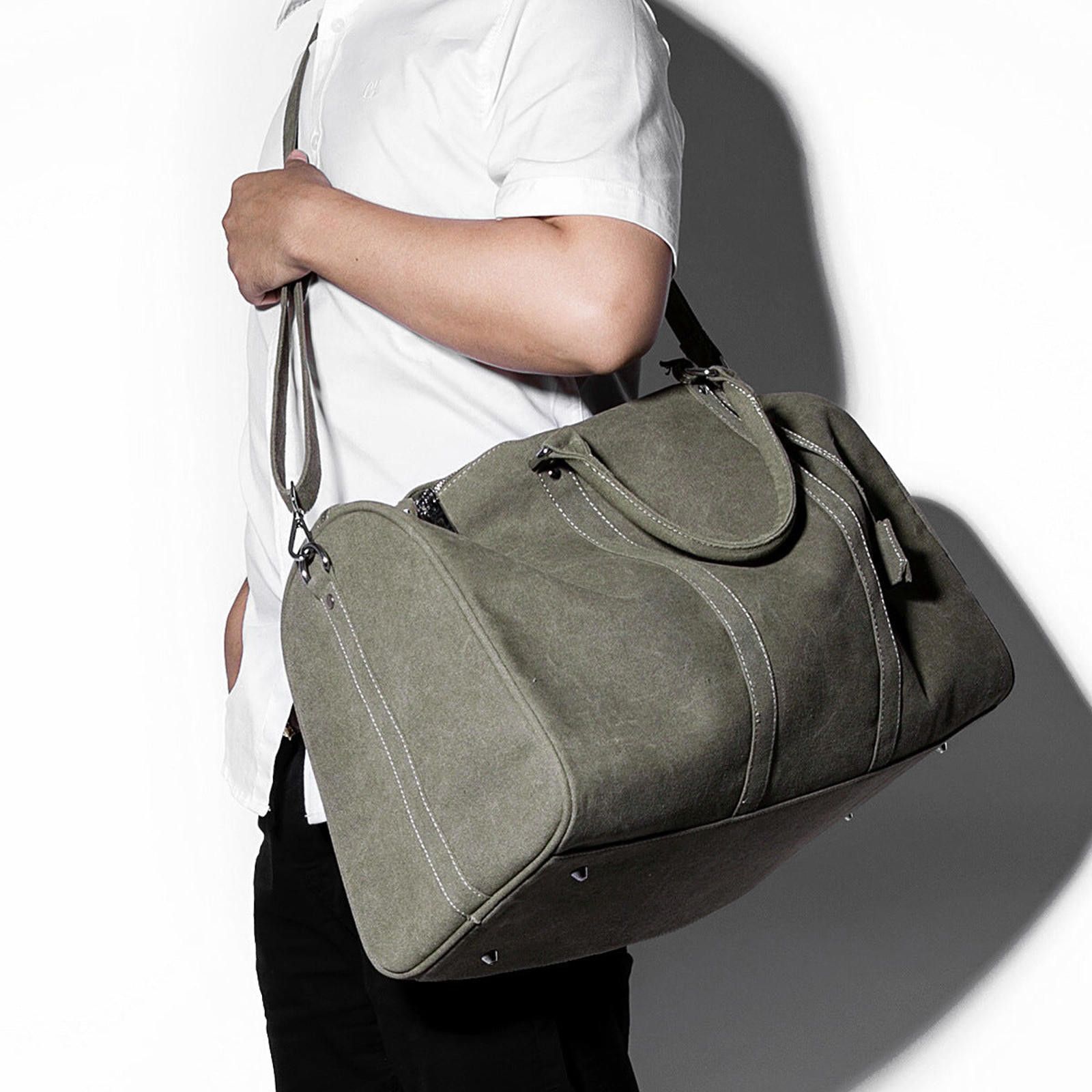 Other Olive Green Canvas Duffle Bag, Large Travel Bag Size ONE SIZE - 2 Thumbnail
