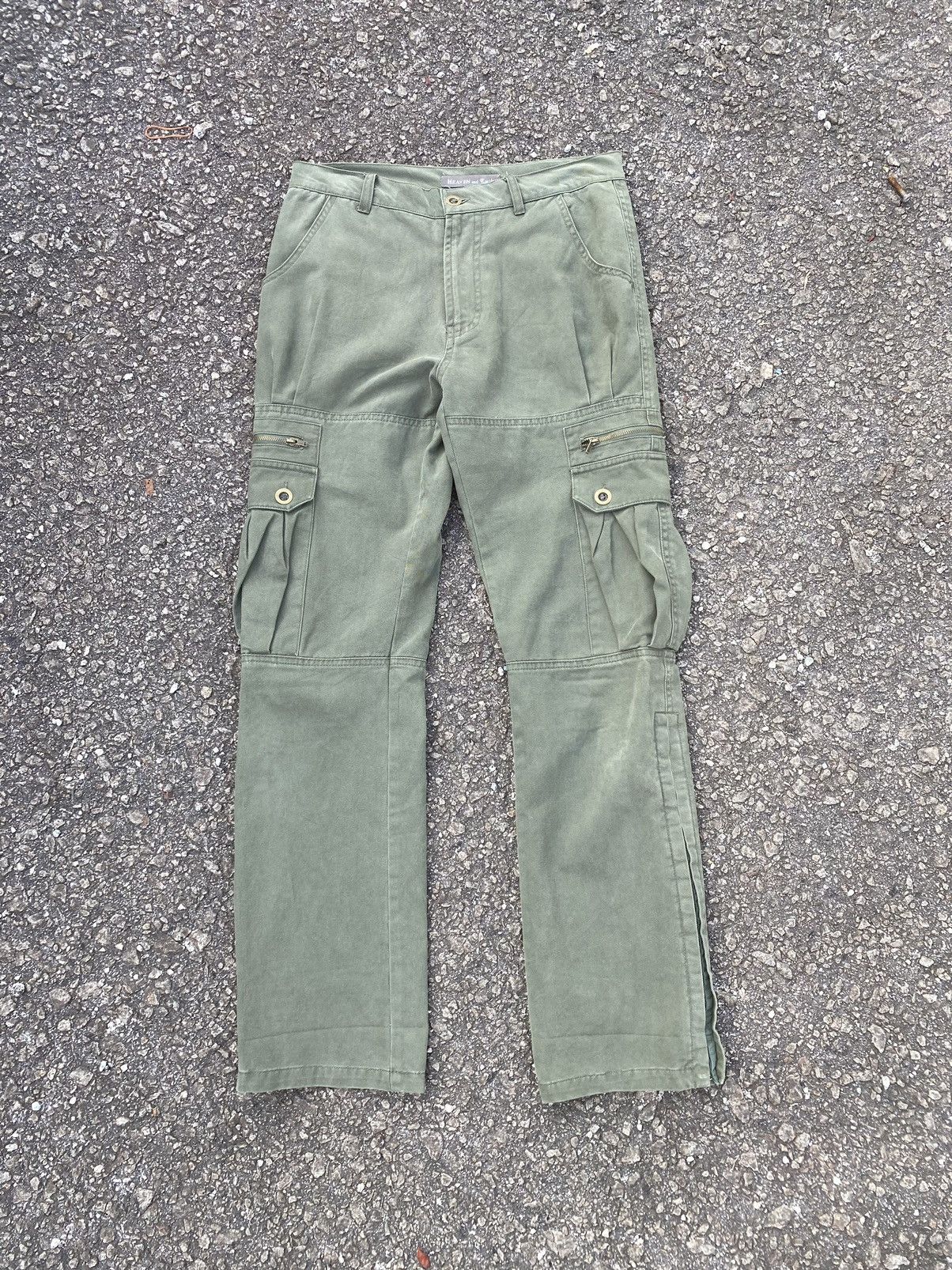 Hysteric Glamour Flare Cargo Pants Green Army Heaven and Earth Punk Bootcut Size US 29 - 4 Thumbnail