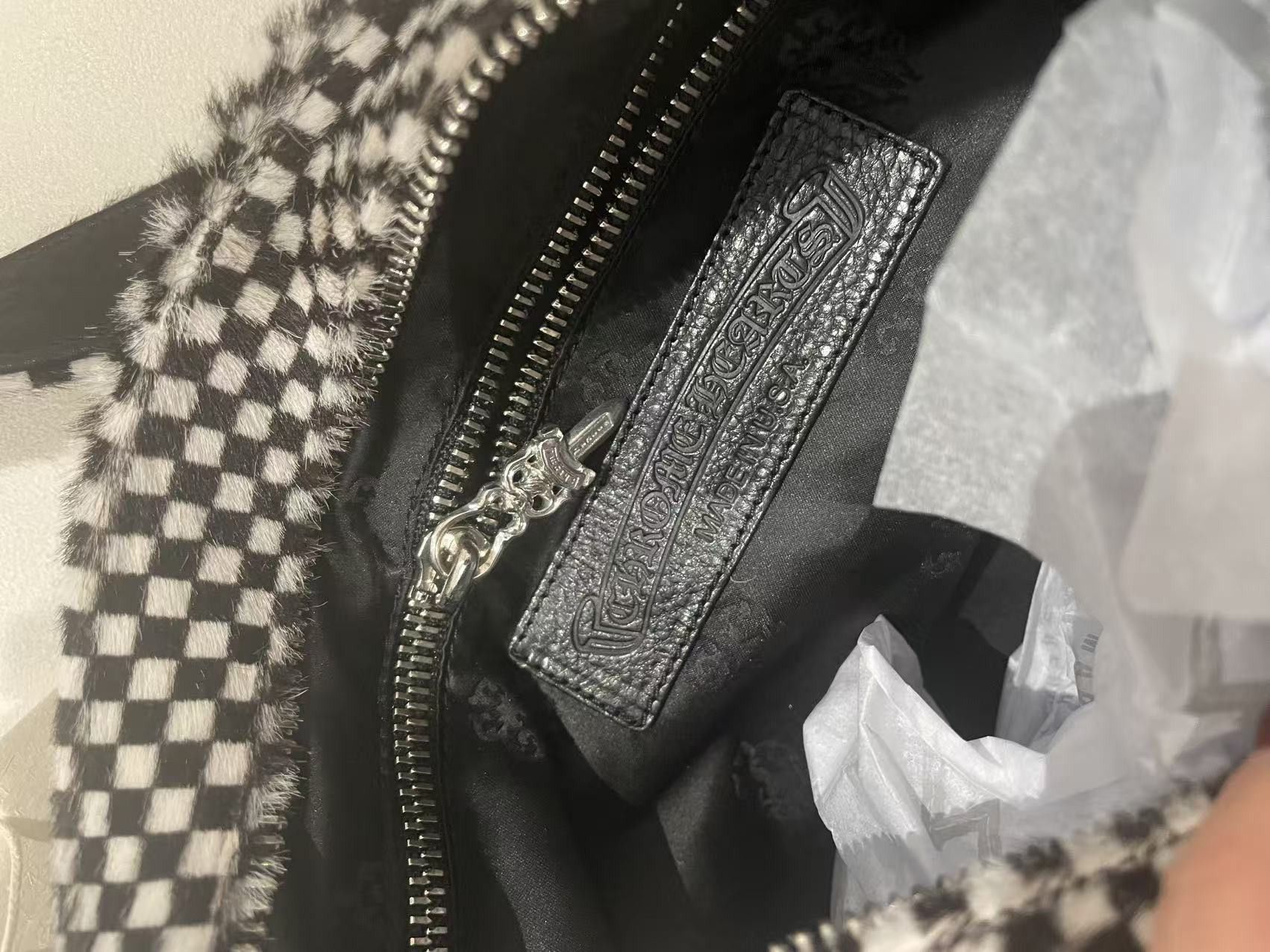 Chrome Hearts Chrome Hearts Cross Patch Pony Hair Checkerboard Lyon Bag Size ONE SIZE - 16 Thumbnail