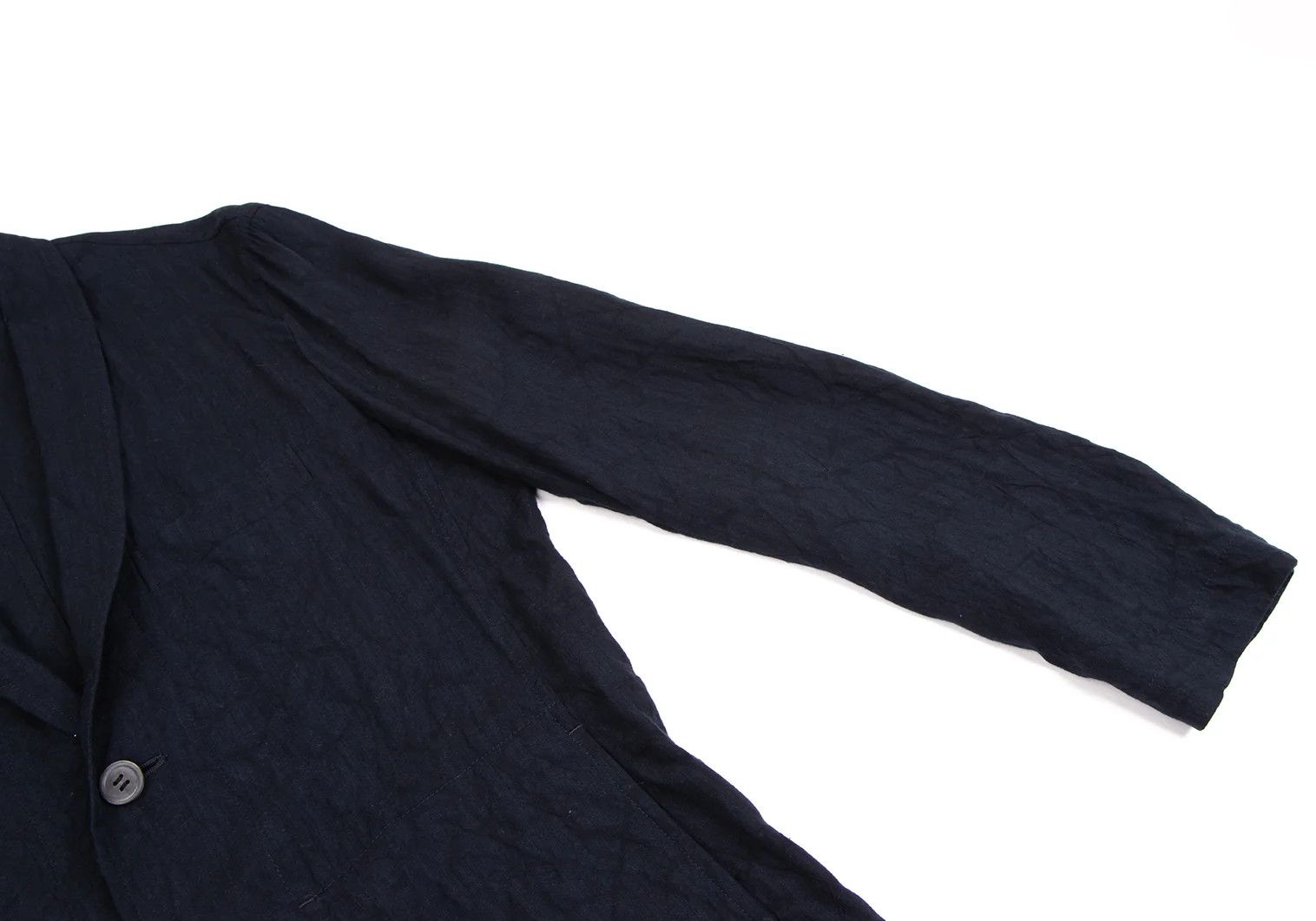 Issey Miyake Linen Blend Shawl Collar Jacket in Dark Blue Size US S / EU 44-46 / 1 - 5 Thumbnail