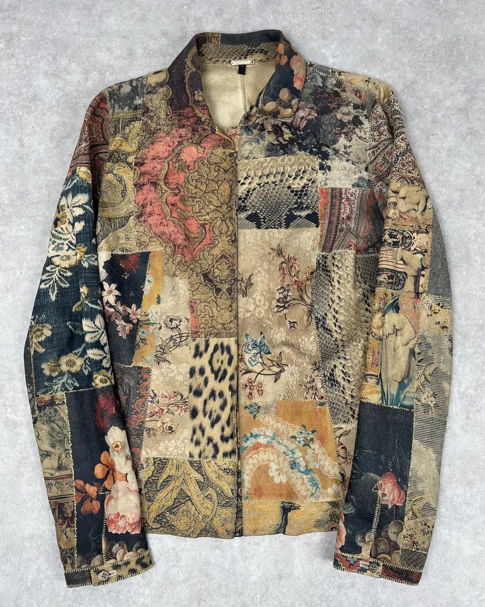 Roberto Cavalli 2000s Roberto Cavalli Suede Multicolor Patchwork Leopard Shirt Size US S / EU 44-46 / 1 - 1 Thumbnail