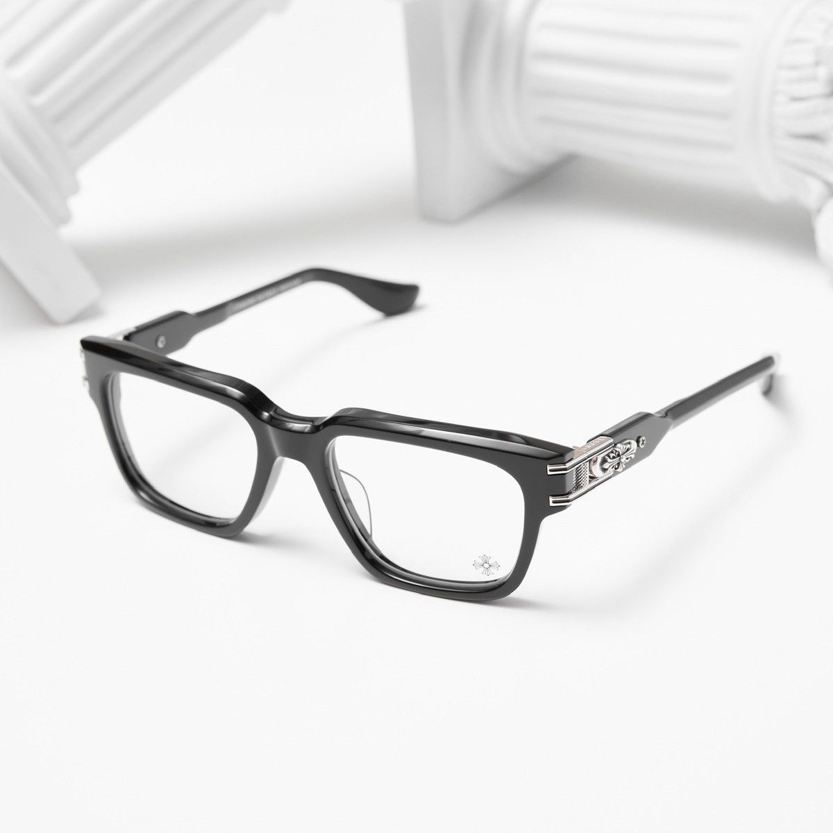 CHROME HEARTS BULGE BLACK SHINY SILVER GLASSES