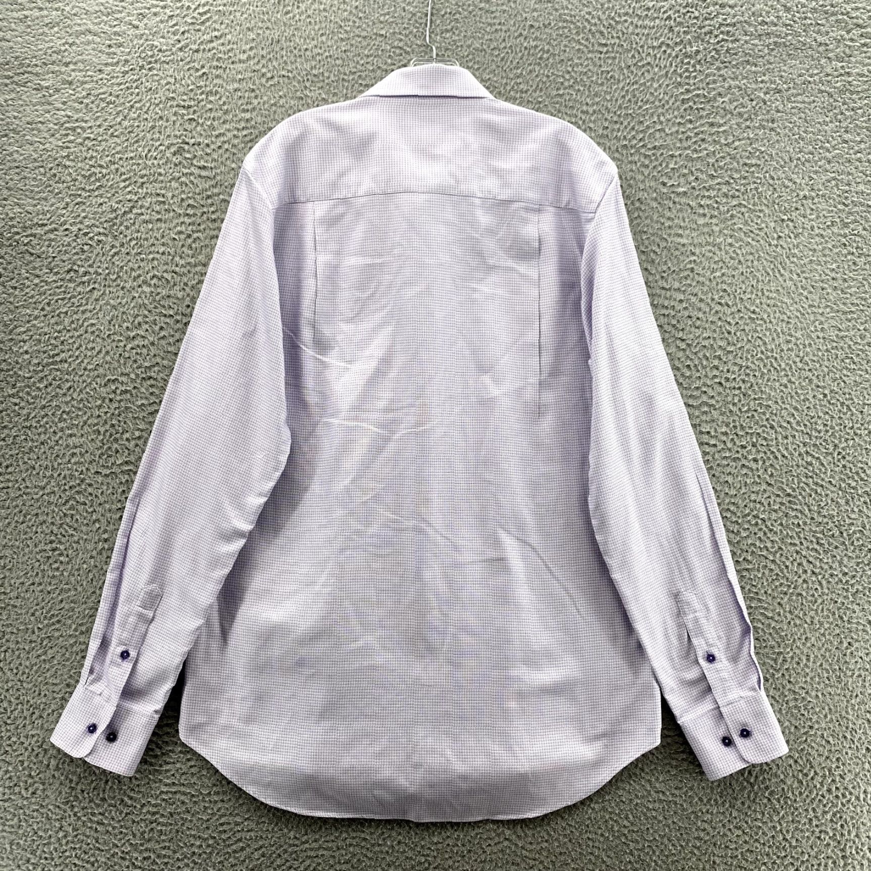 David Donahue David Donahue Dress Shirt Purple Houndstooth 16.5 36/37 Men’s Regular Fit Long Sleeve Button Cuff 100% Cotton Vintage? No Size 42R - 6 Thumbnail