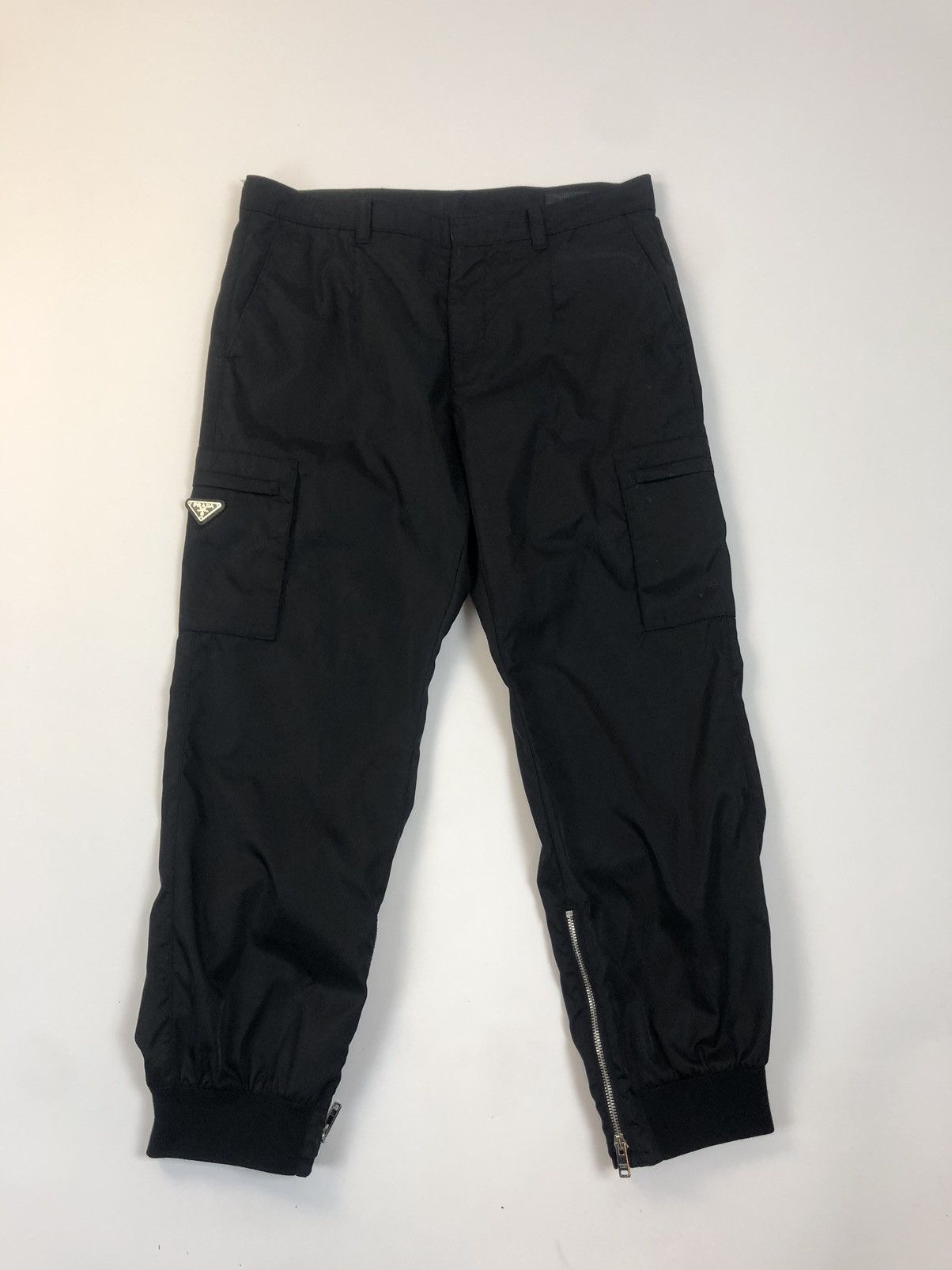 Image of Prada Re- Nylon Cargo Trousers in Black, Men's (Size 36)