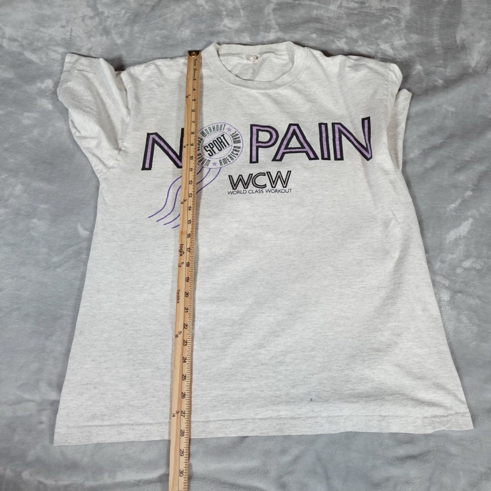 Vintage VINTAGE 90s World Class No Pain No Gain Graphic T-Shirt Mens XL Gray Slim Fit Cotton Size US XL / EU 56 / 4 - 7 Thumbnail