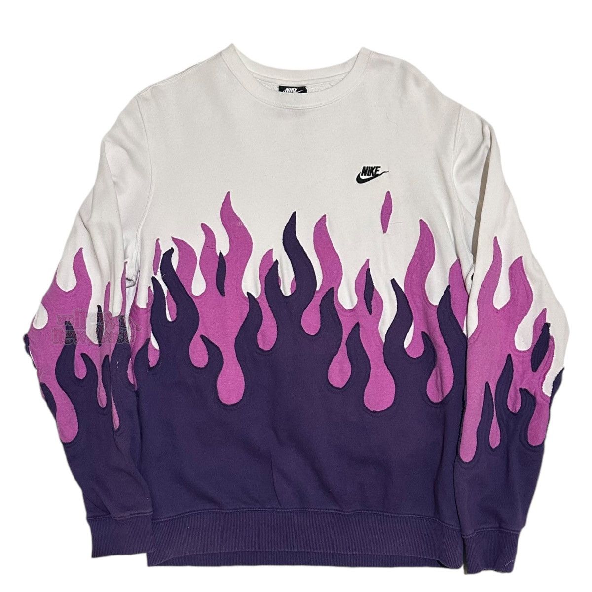 Nike Nike Crewneck Double Flame Purple White “Lozo” 597 Reworked Size US XL / EU 56 / 4 - 1 Thumbnail