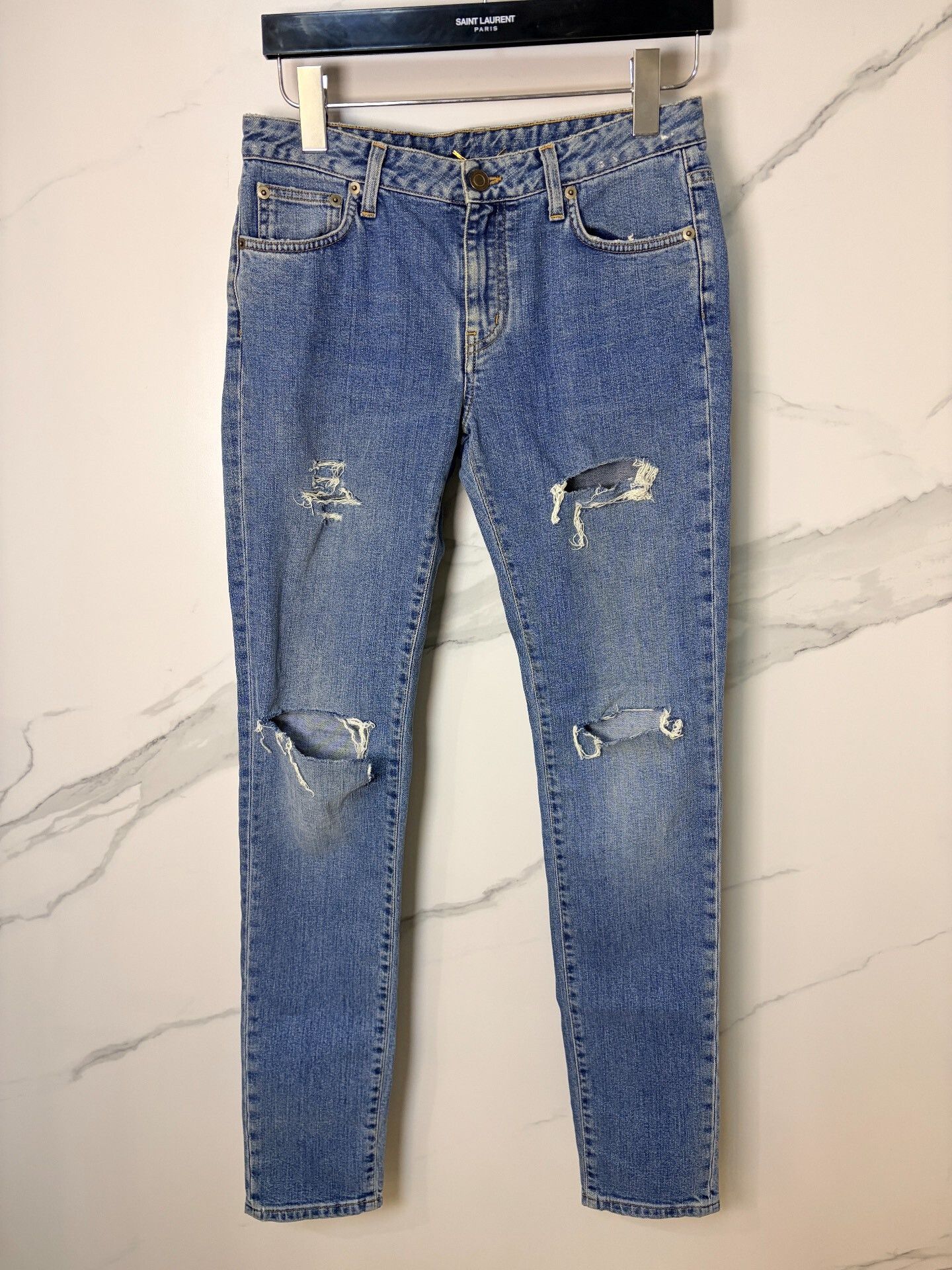 Saint Laurent Paris Saint Laurent Distressed Blue Jeans Size 29 Size US 29 - 1 Thumbnail