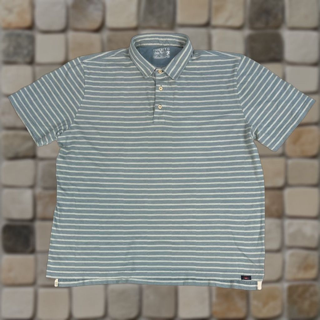 Faherty Faherty Isle Polo Shirt Striped XL Men’s Blue 100% Cotton Shirt Polo (Vintage) Mens Size US XL / EU 56 / 4 - 1 Thumbnail