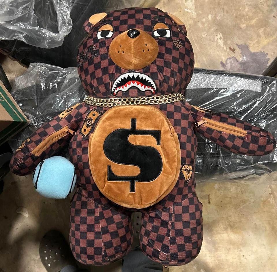 image of Designer Sg "offended" Money Bear Backpack Bag Limited Ed Deadstock in Brown, Men's