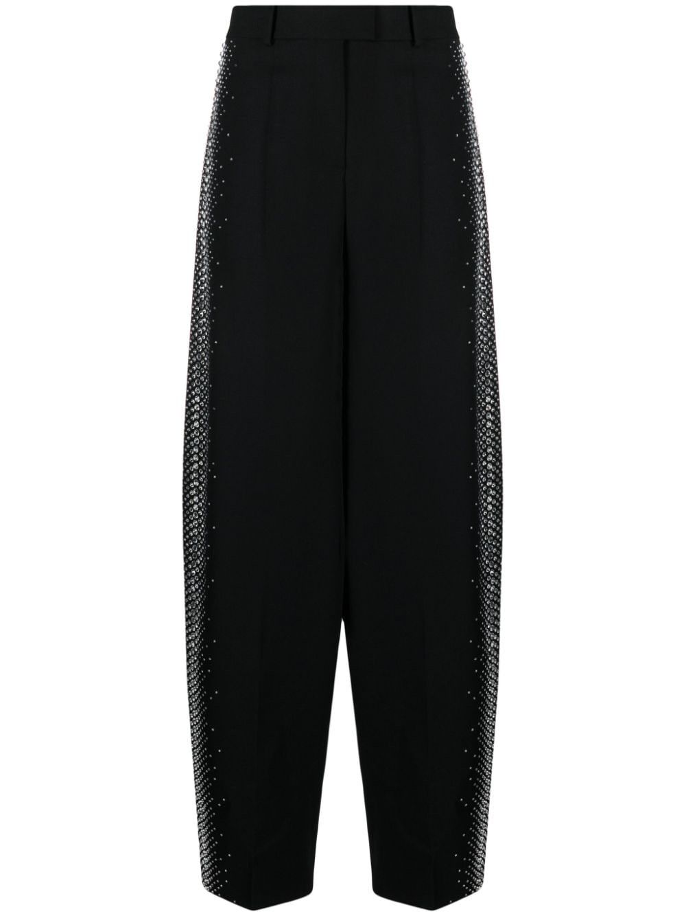 RHINESTONES DETAIL GABARDINE TROUSERS
