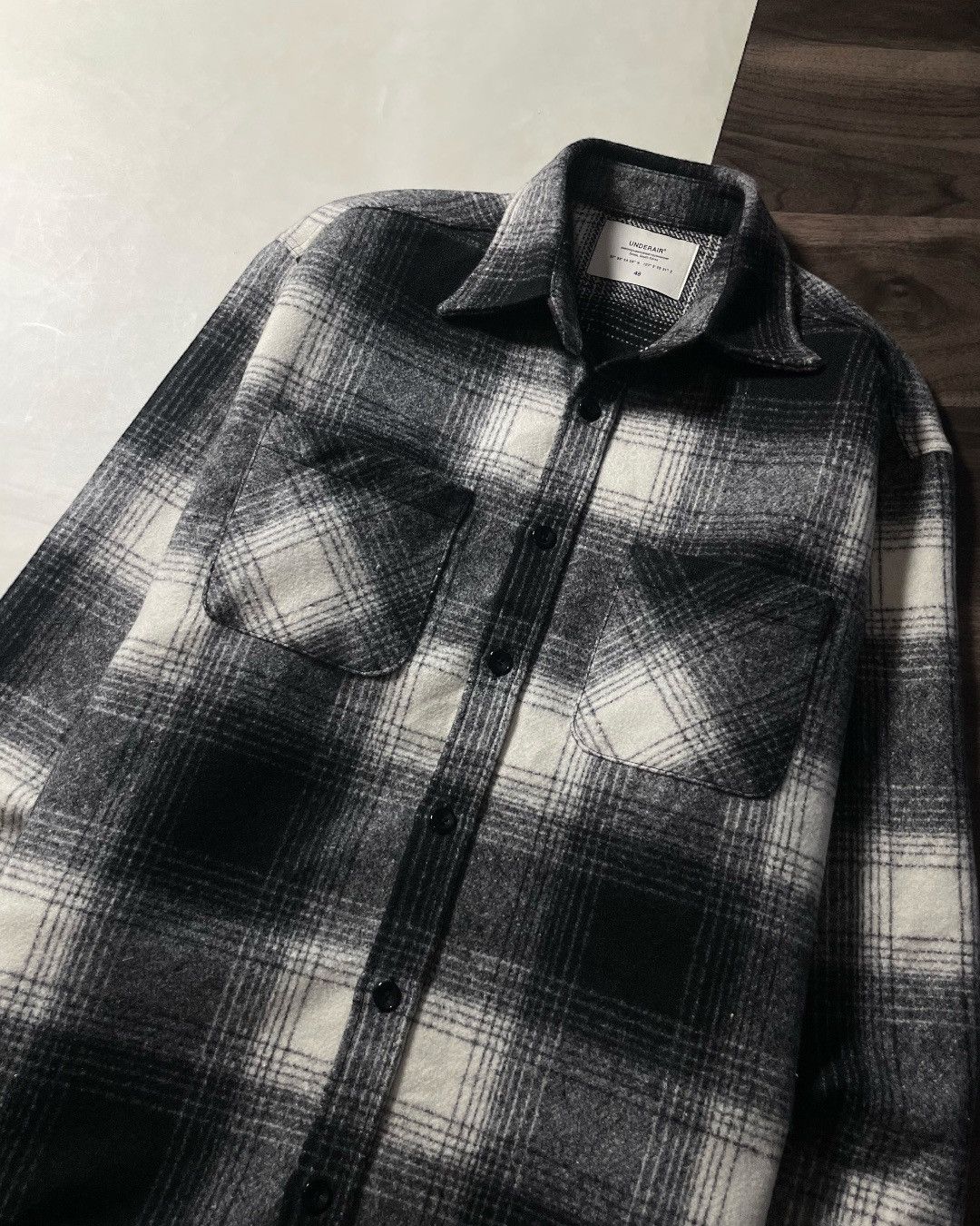 Japanese Brand OUTER FLANNEL SHIRT WOOL UNDERAIR SIZE 48 Oversized Size US XXL / EU 58 / 5 - 3 Thumbnail