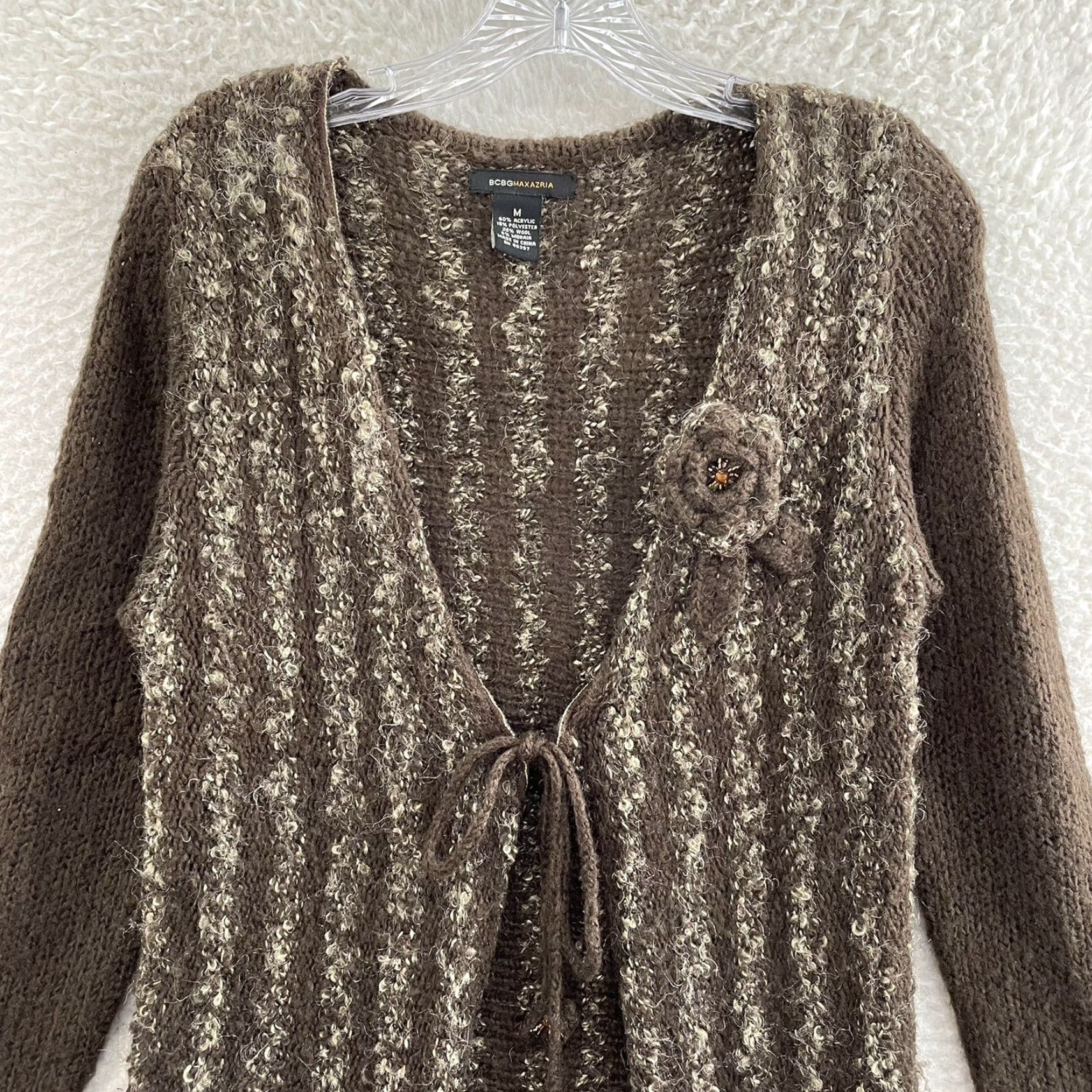 Bcbgmaxazria VINTAGE Y2K Duster Cardigan Sweater M Brown Wool Blend Fairy Grunge Whimsigoth Mens Women? Size M / US 6-8 / IT 42-44 - 3 Thumbnail
