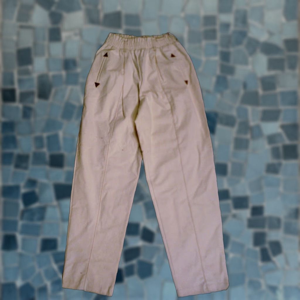 Vintage VINTAGE USA Made BOBBIE BROOKS Cream Cotton Linen Womens Medium Elastic Waist Pants Size 32" / US 10 / IT 46 - 1 Thumbnail