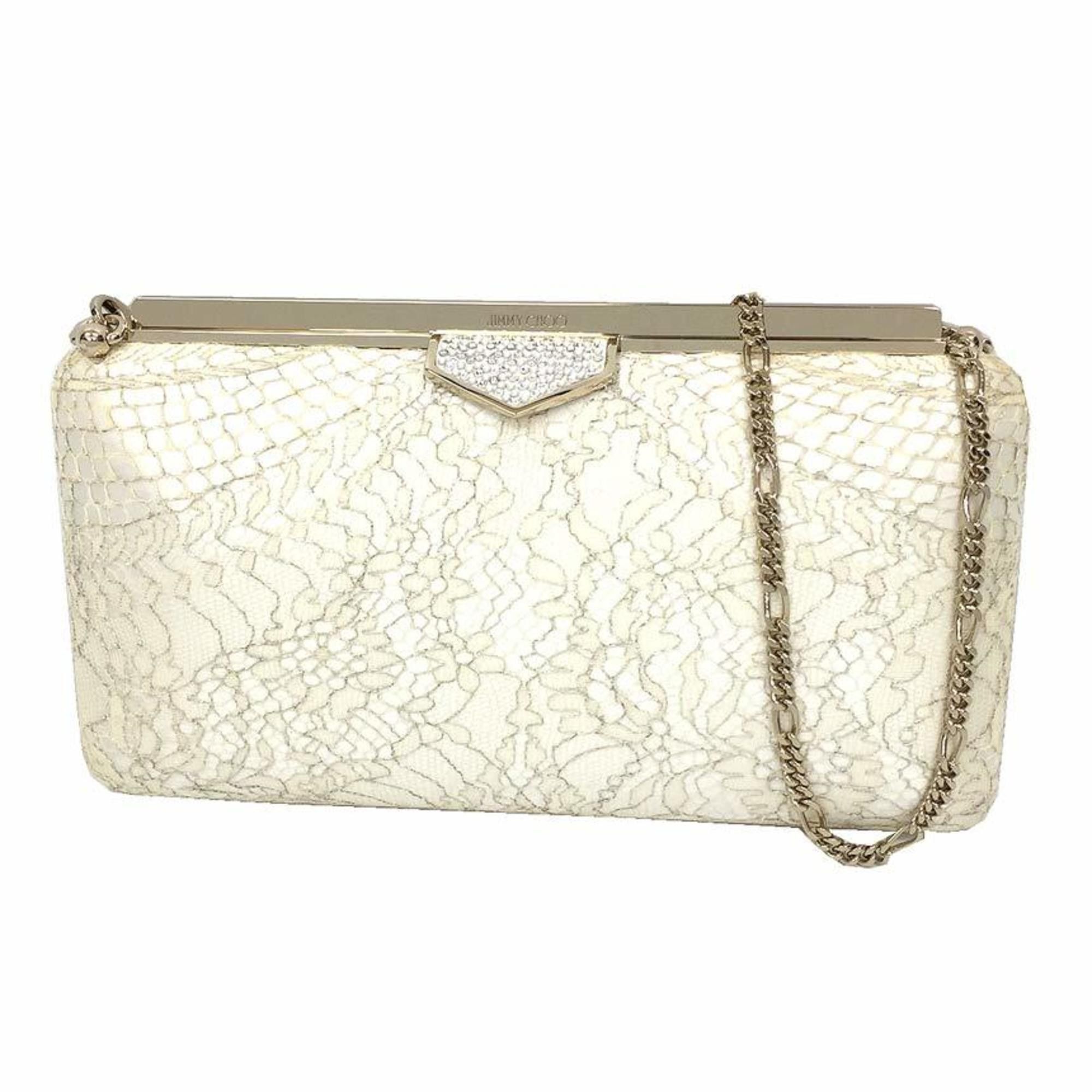 Jimmy Choo Handbag Clutch Bag ELLIPSE KLZ 120011 CHAMPAGNE SPARKLY