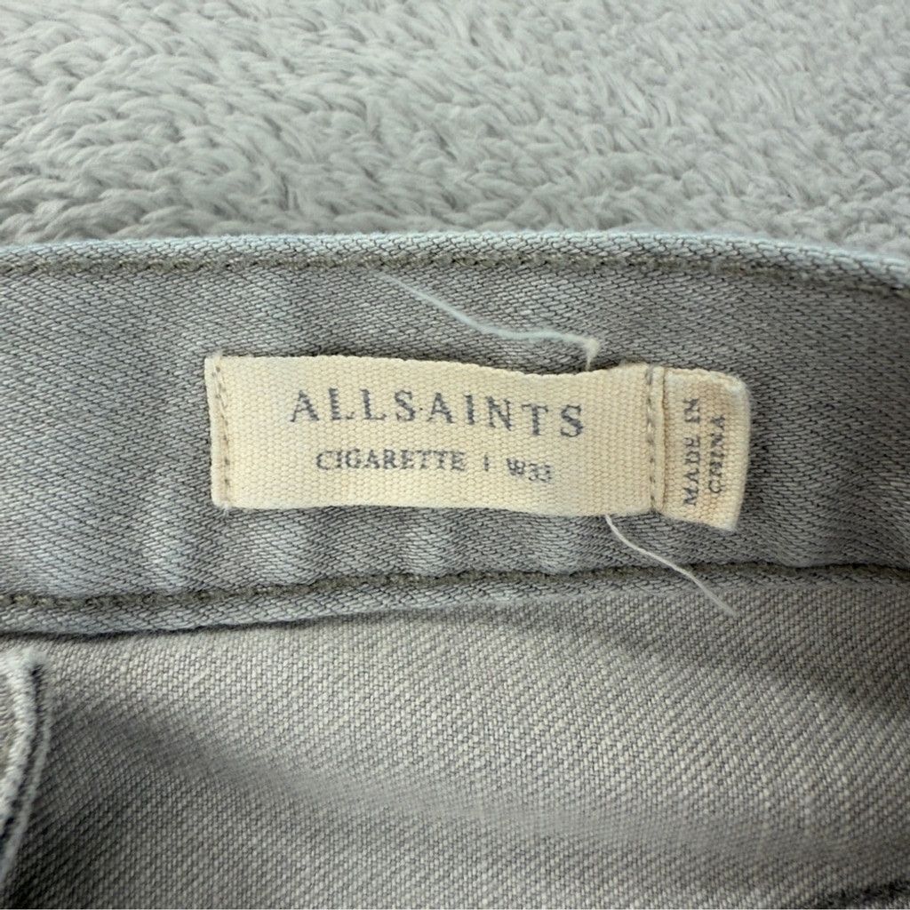 Allsaints All Saints Cigarette Men's Size 32x30 Light Grey Button Fly Size US 33 - 2 Thumbnail