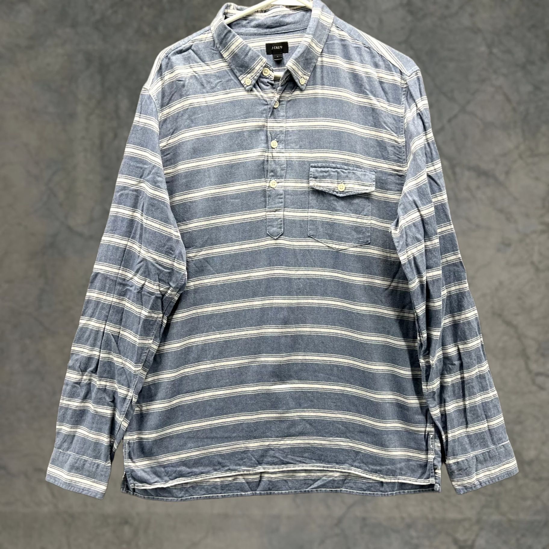 J.Crew J.CREW Shirt Mens Large Blue White Stripes Cotton Button Down Preppy Chambray Casual Business Size US L / EU 52-54 / 3 - 1 Thumbnail