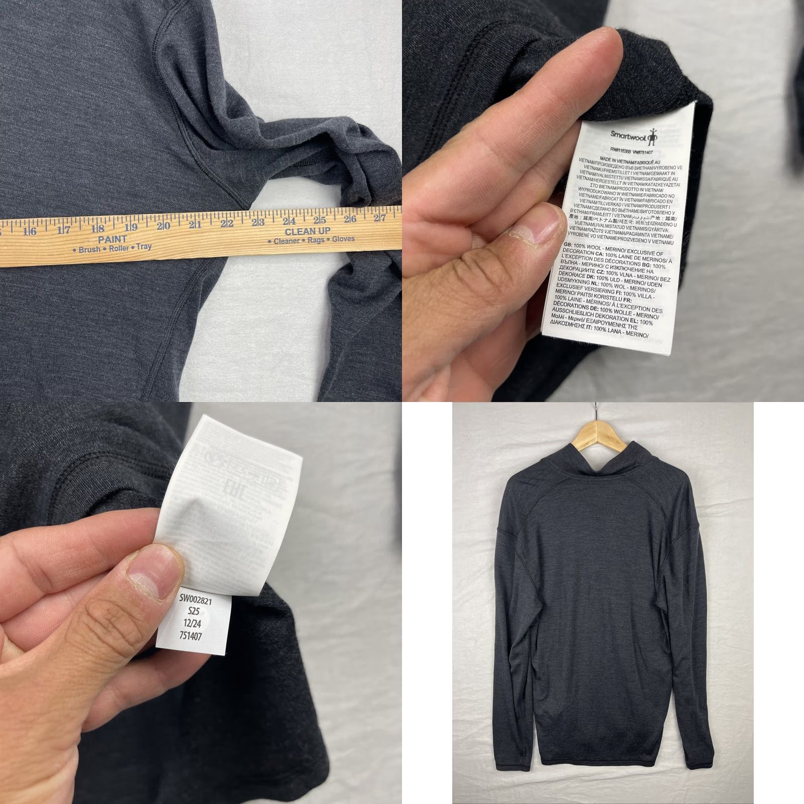 Smartwool SmartWool Sweater Mens XL Black Classic Thermal Merino Wool Base Layer 1/4 Zip Size US XL / EU 56 / 4 - 8 Thumbnail