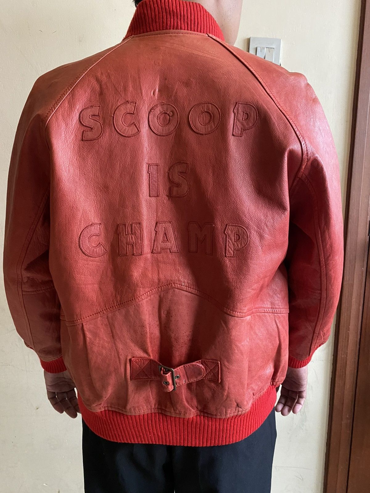 Vintage Vintage leather jacket scoop red Size US L / EU 52-54 / 3 - 2 Thumbnail