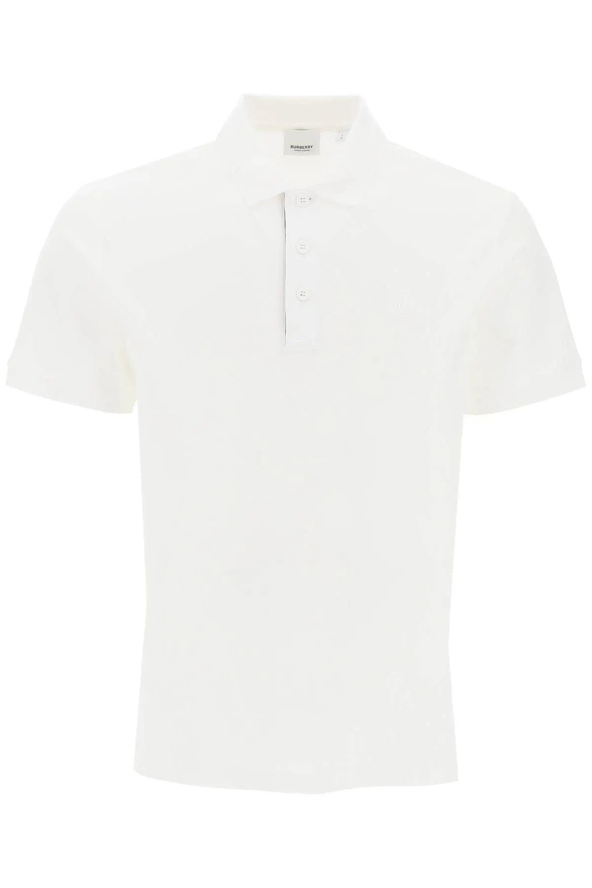 image of Burberry O1S22I1N0224 Eddie Organic Pique Polo Shirt In White, Men's (Size XL)