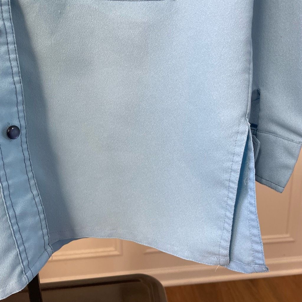 Vintage Vintage 70s Unbranded Pointy Collar Button Up Shirt Blue M Size M / US 6-8 / IT 42-44 - 6 Thumbnail